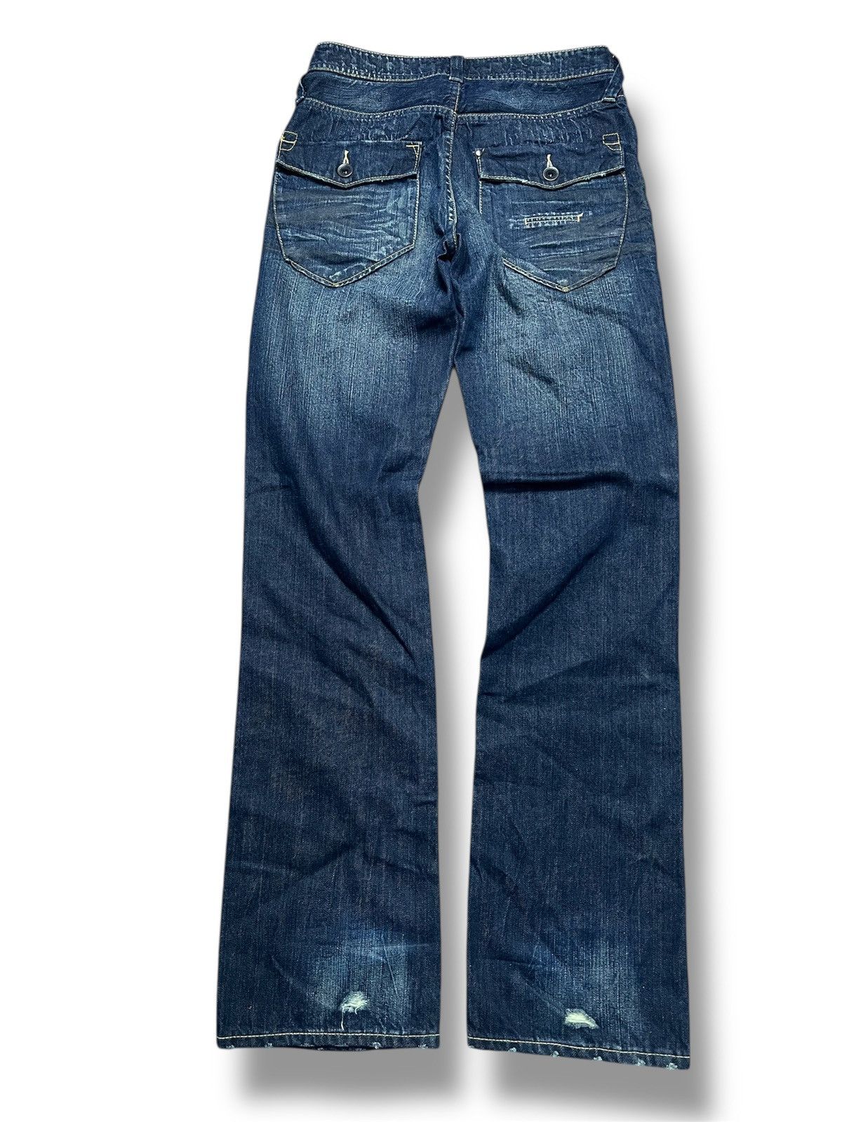 If Six Was Nine Vintage UJ JEANS Bootcut/Straight DarkWash Ripped Denim (43) Size US 28 / EU 44 - 2 Thumbnail