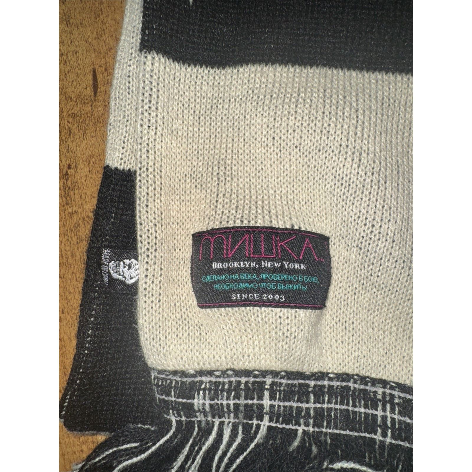 Mishka Mishka NYC American Flag Scarf Black And Cream Size ONE SIZE - 2 Thumbnail