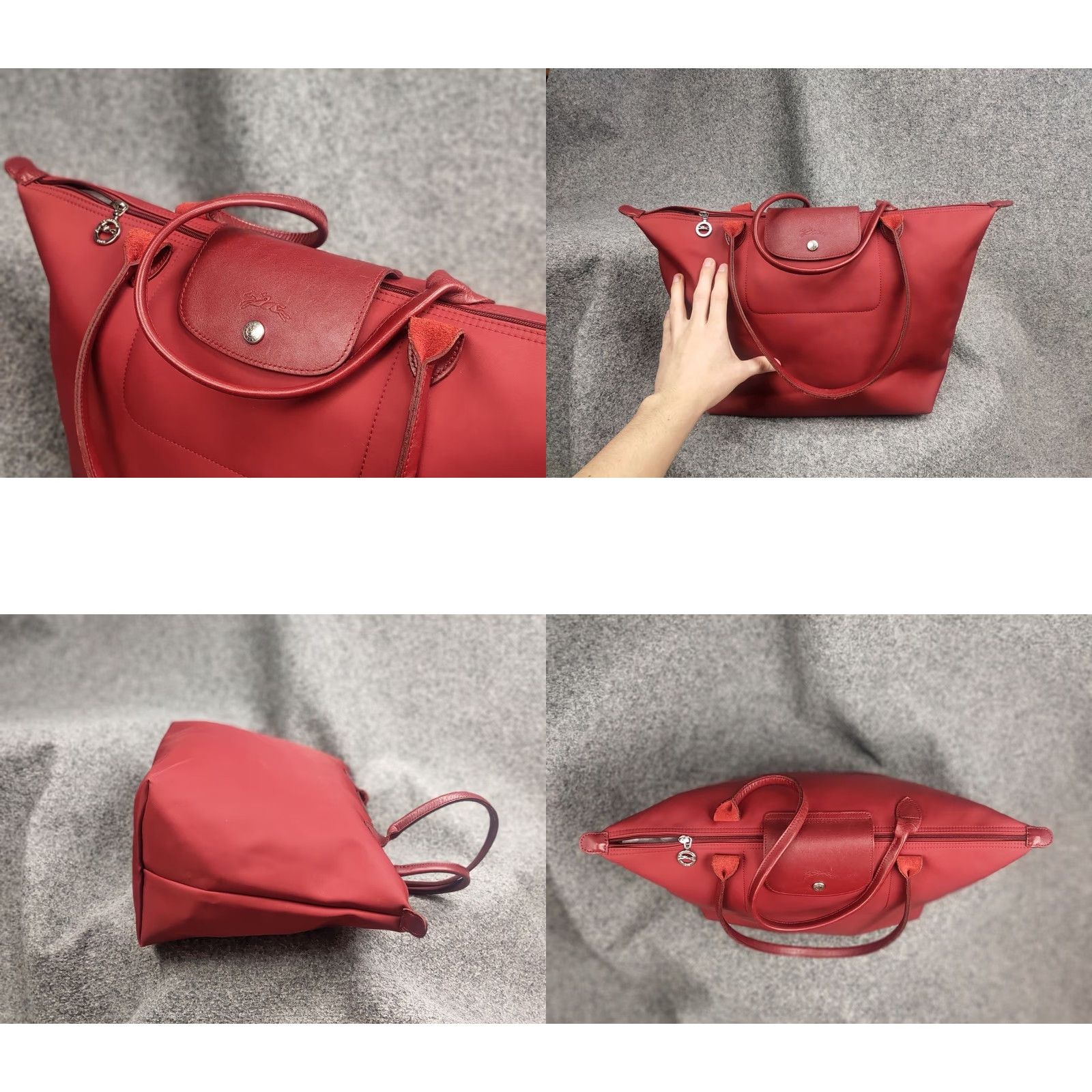 Longchamp VINTAGE Longchamp Le Pliage Néo wine red-colored nylon and leather tote bag Handbag Size ONE SIZE - 8 Thumbnail