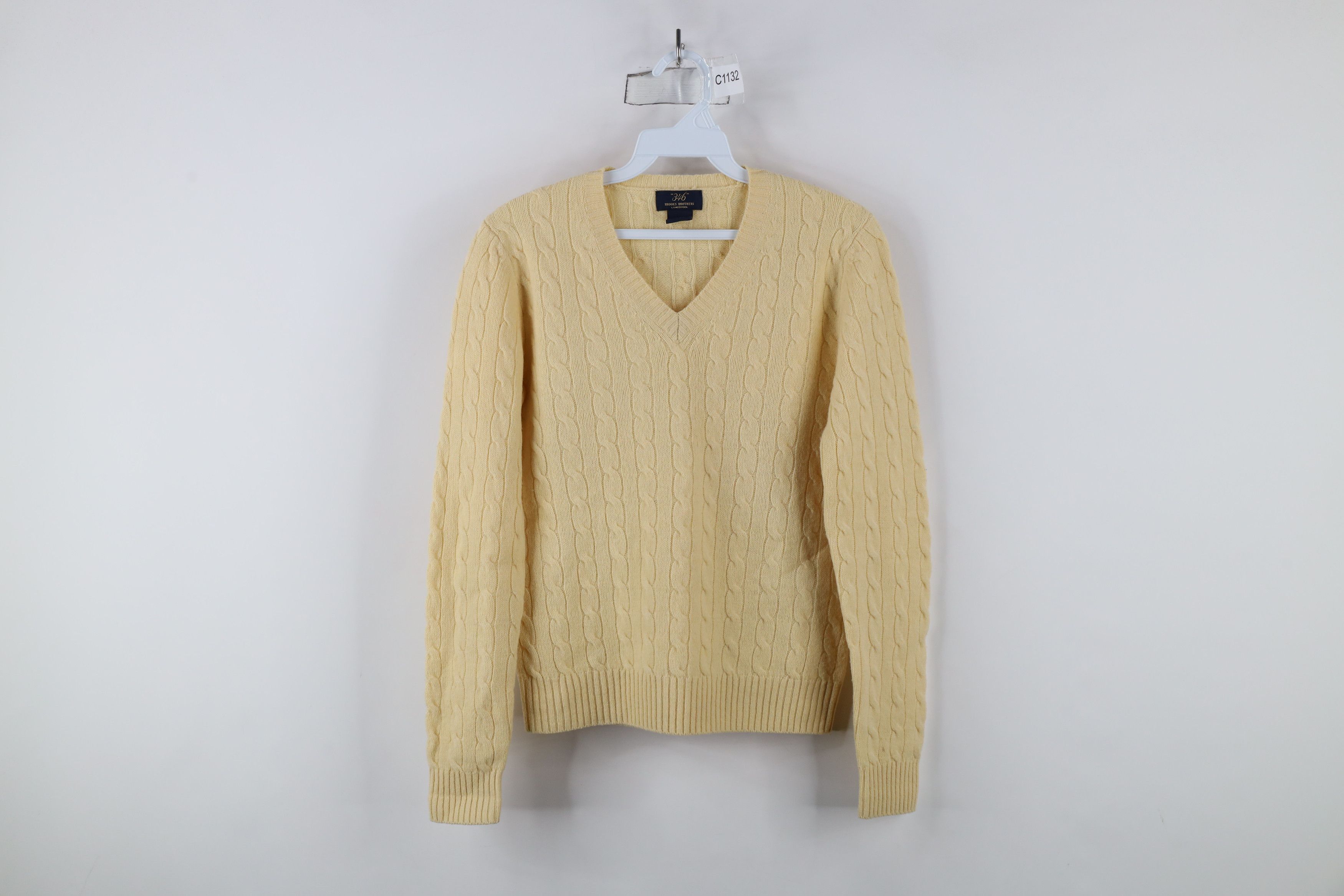 Brooks Brothers 346 100% Cashmere Yellow V Neck Sweater deals Size M