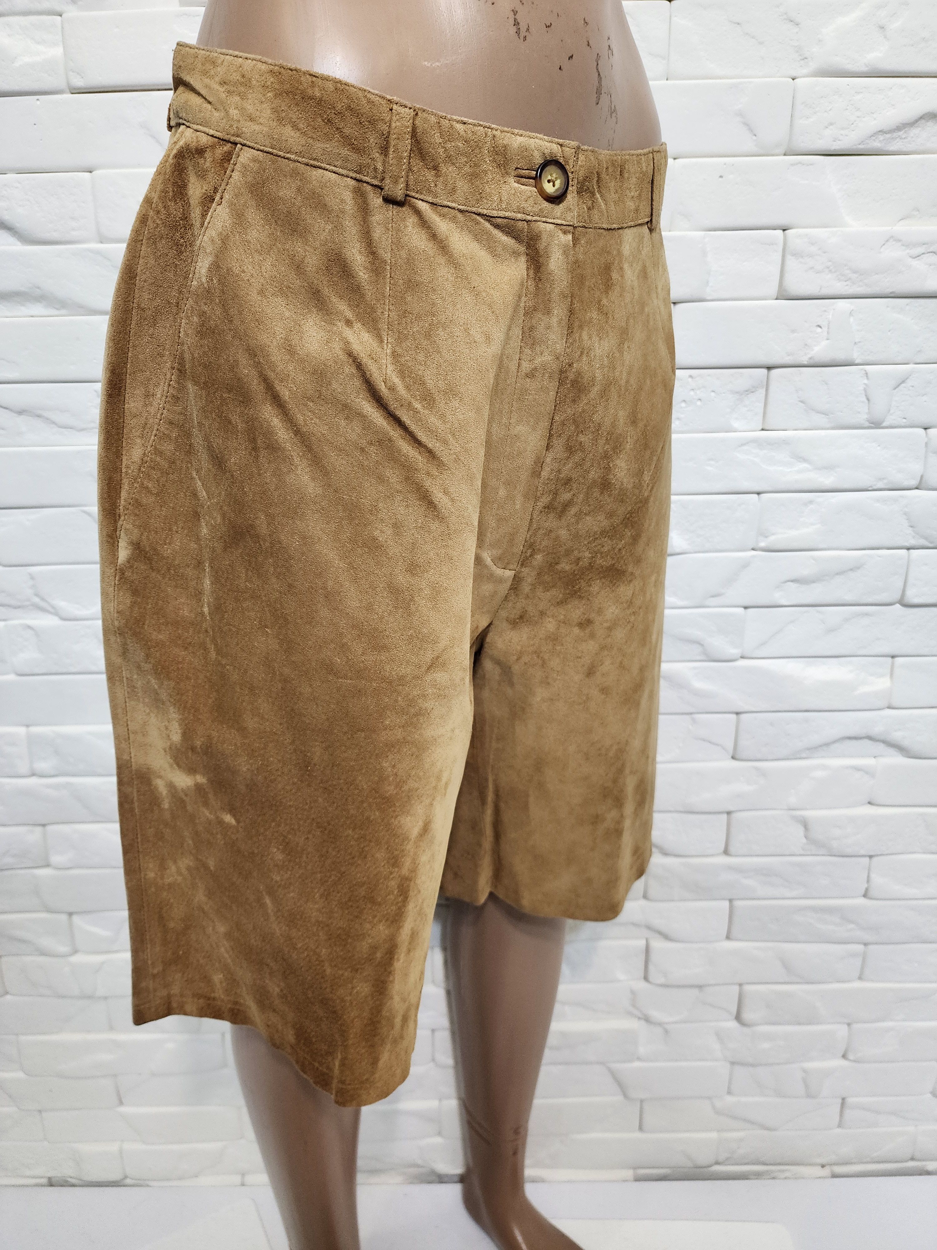 Genuine Leather Brown Leather Women's Shorts: Size 29" - 3 Thumbnail