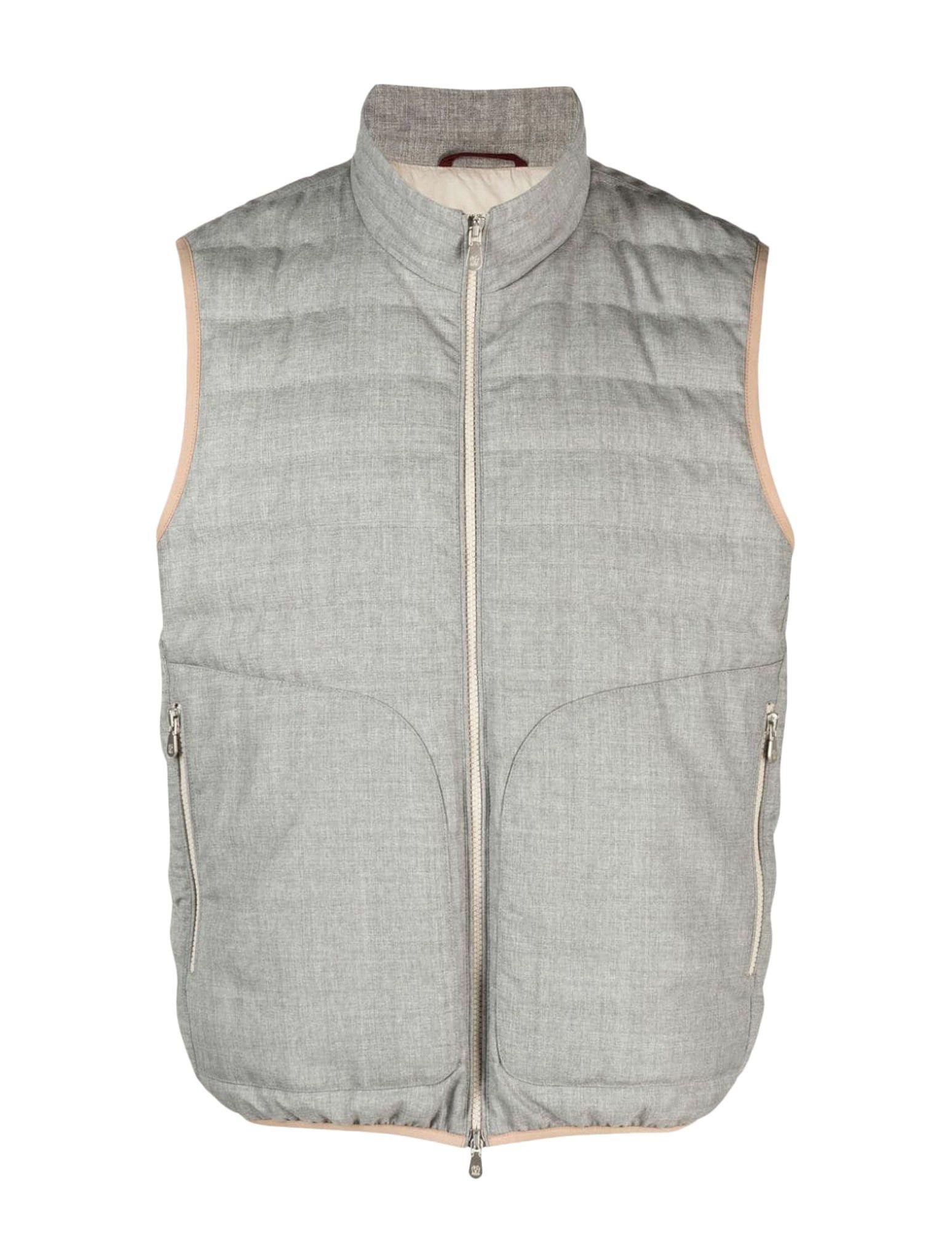 Brunello Cucinelli o1mle0725 Padded Wool Gilet Vests in Gray Size US M / EU 48-50 / 2 - 1 Thumbnail