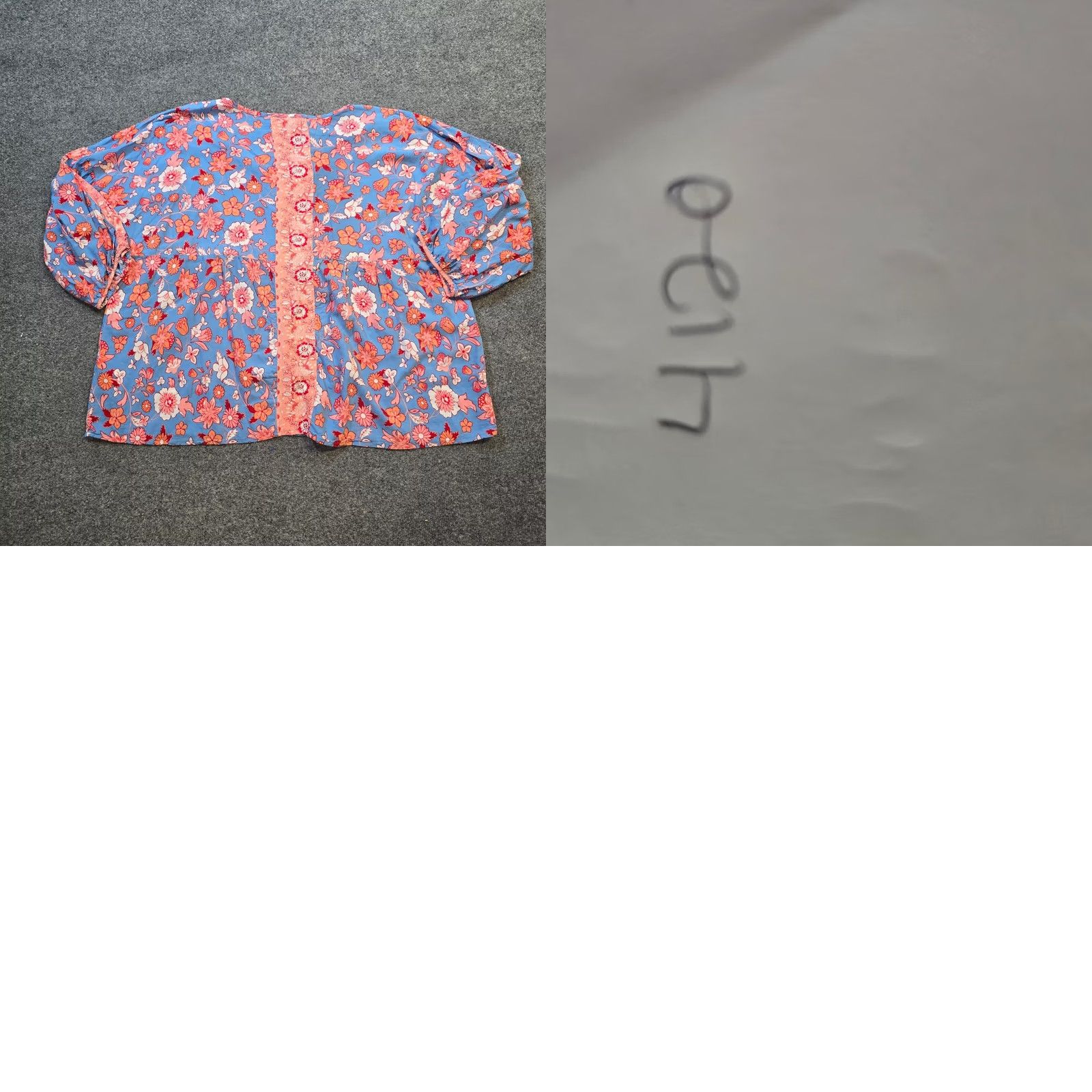 Vintage Suzanne Betro Top Womens 2X Blue Pink Floral Peasant Long Sleeve Casual V-Neck Blouse Size XXL / US 16-18 / IT 52-54 - 8 Thumbnail
