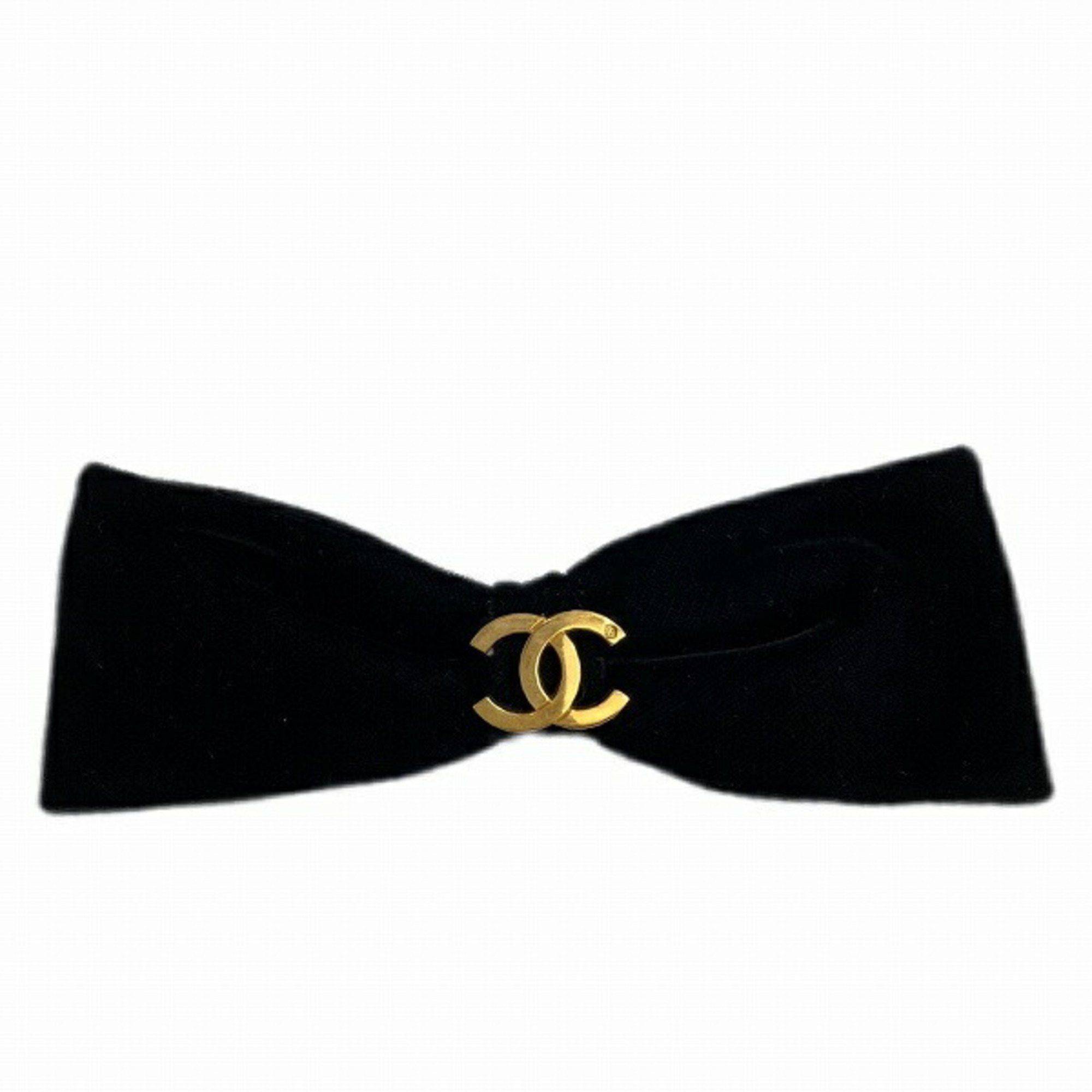 image of Chanel Ribbon Coco Mark Barrette Brand Accessories Hair Ladies in Black, Women's