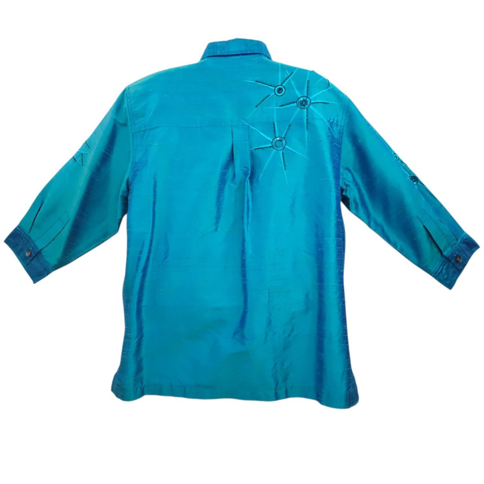 Other Bleu Bayou Silk Shirt L Starburst Sequin Cyber Y2K Whimsy Size L / US 10 / IT 46 - 2 Thumbnail