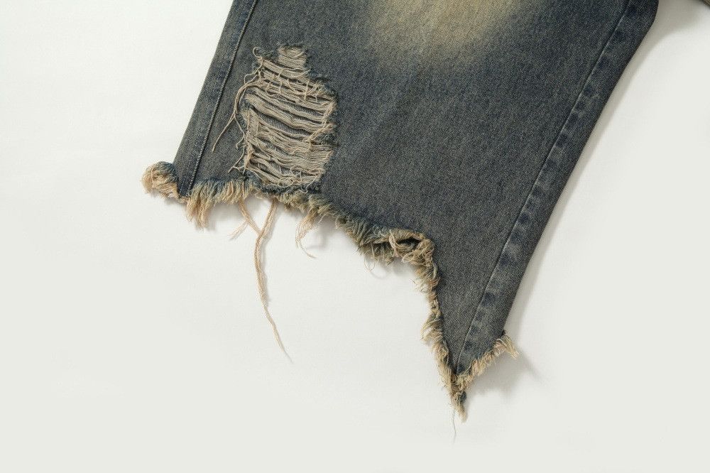 Japanese Brand × Jean Fake two-piece irregular camouflage distressed denim shorts Size US 32 / EU 48 - 5 Thumbnail