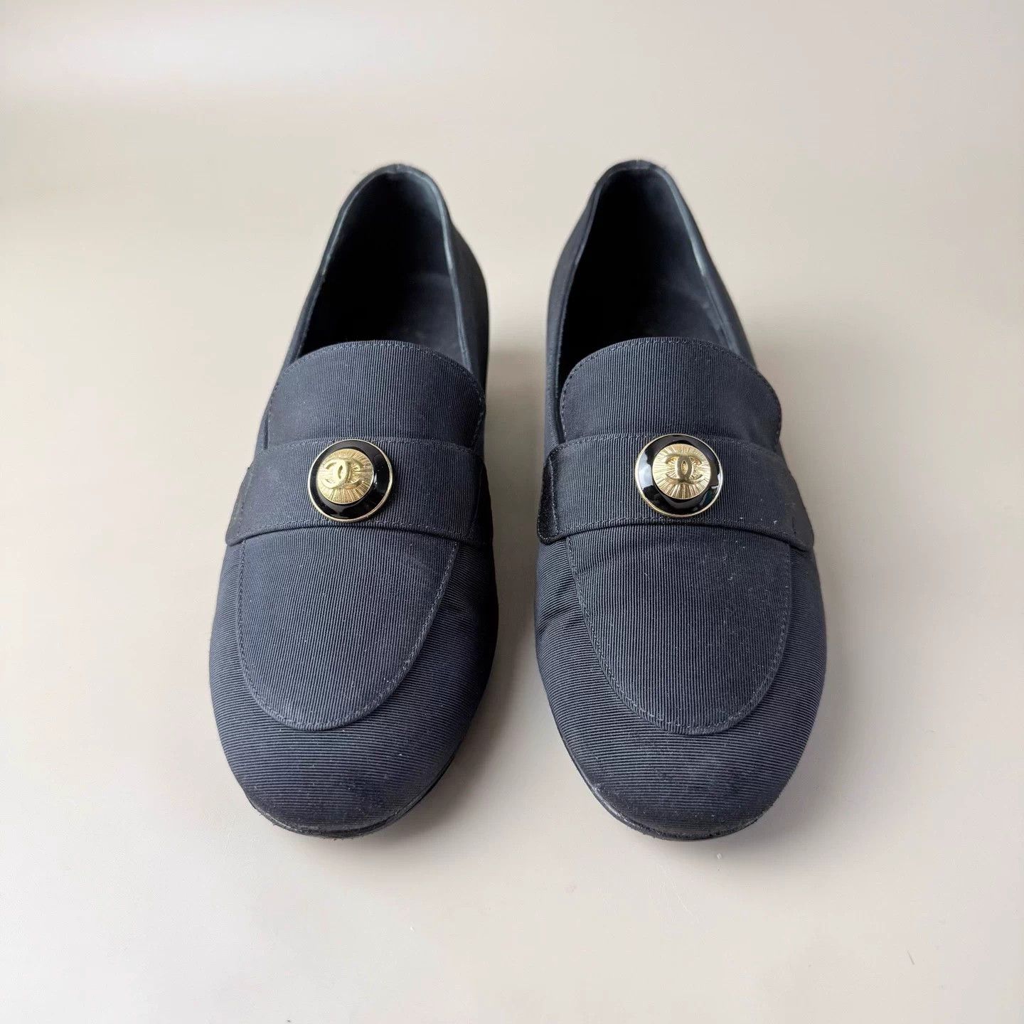 Chanel Chanel Navy Gold Double C Loafer 35 95 New Size US 4.5 / IT 34.5 - 1 Thumbnail