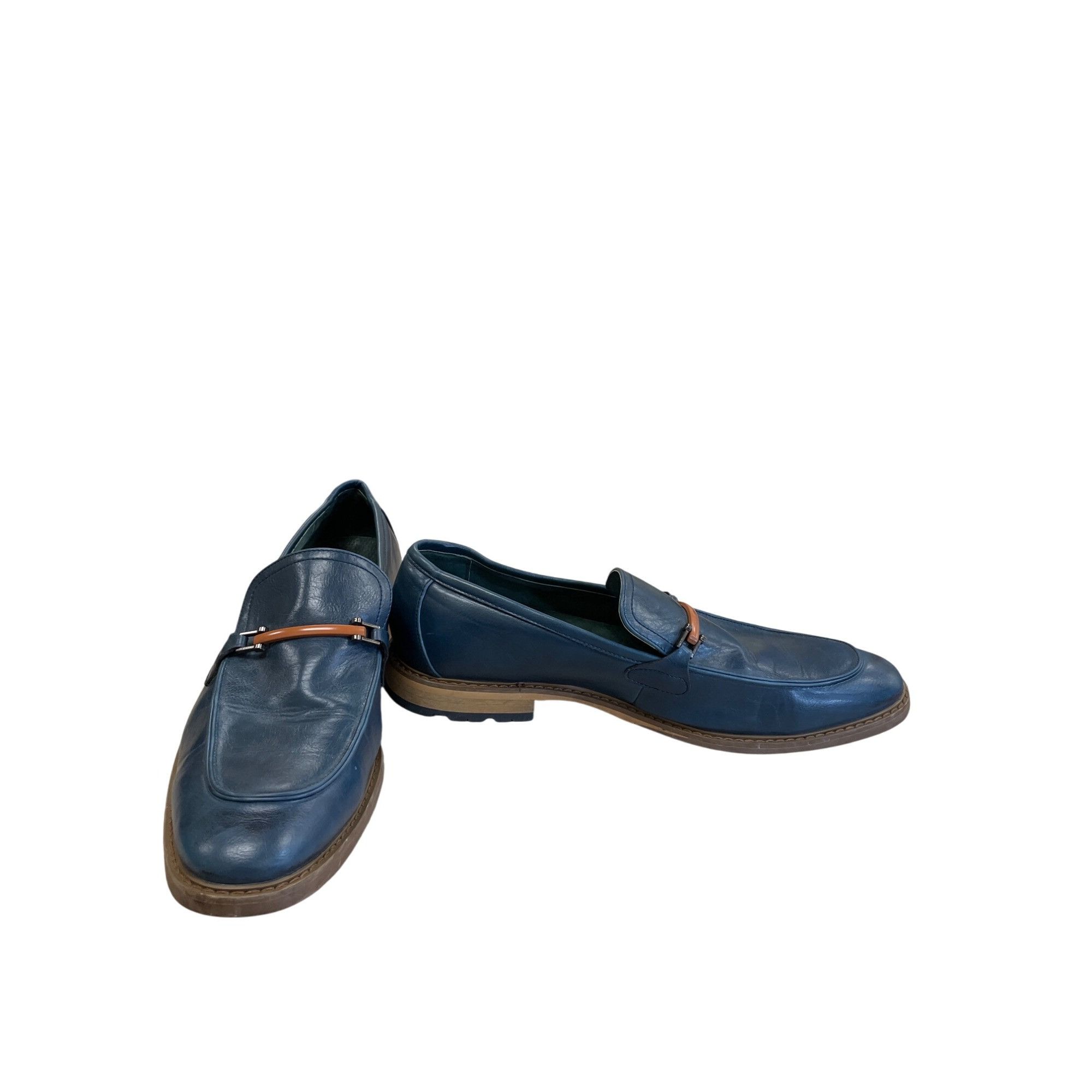 Other Todd Welsch Mens Blue Slip-On Faux Leather Loafers Size 12D Size US 12 / EU 45 - 1 Thumbnail