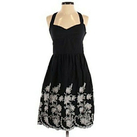 Loft Retro 60's Sweetheart Halter Dress Sz 2 Black Embroidered Ap Size XS / US 0-2 / IT 36-38 - 1 Thumbnail