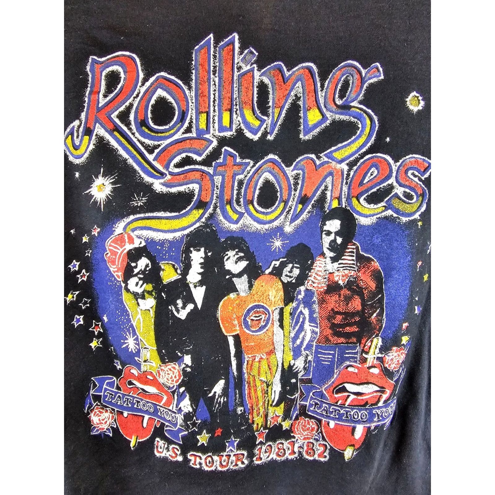 Vintage VINTAGE Deadstock 82' Rolling Stones Rock Tour Concert T-Shirt size M Black Cotton Men Shirt Shirts T-Shirt Mens 19 INCH Cross Chest 24 INCH Size US M / EU 48-50 / 2 - 2 Thumbnail
