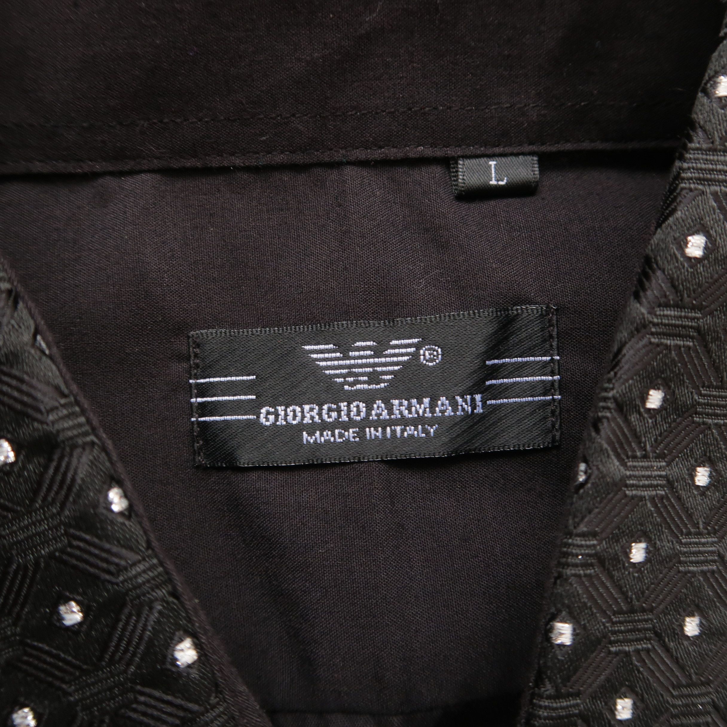 Giorgio Armani 1980s Giorgio Armani Psychedelic Dot Black Shirt Button Up Size US L / EU 52-54 / 3 - 3 Thumbnail