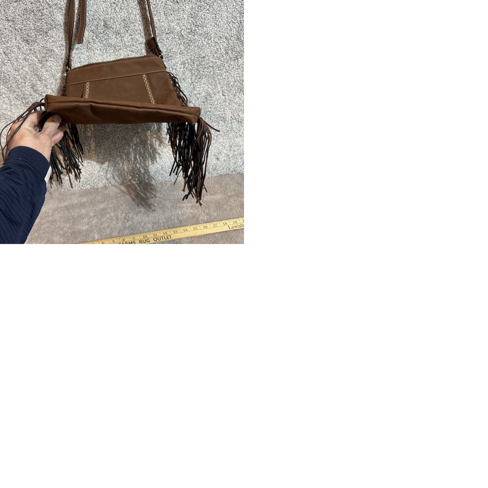 Vintage Fringe Crossbody Bag Women Boho Western Southwestern Faux Suede Hippie Festival Crossbody Strap Adjustable Pockets Brown Beige 90s Western Theme Cato Size ONE SIZE - 9 Thumbnail