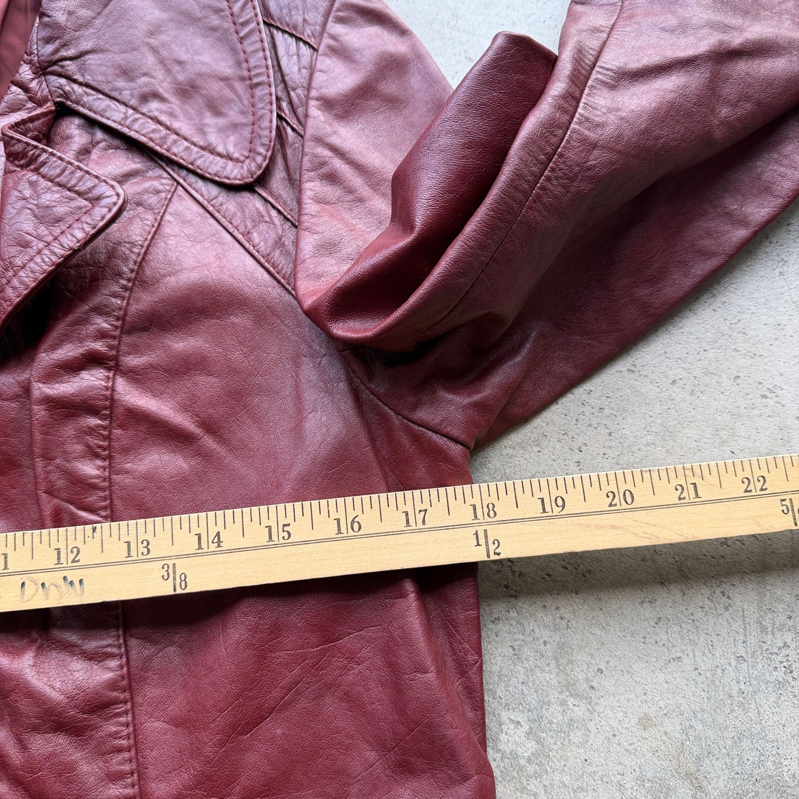 Other Vtg 80s Burgundy Genuine Leather Trench Coat Jacket Women Size XL / US 12-14 / IT 48-50 - 8 Thumbnail