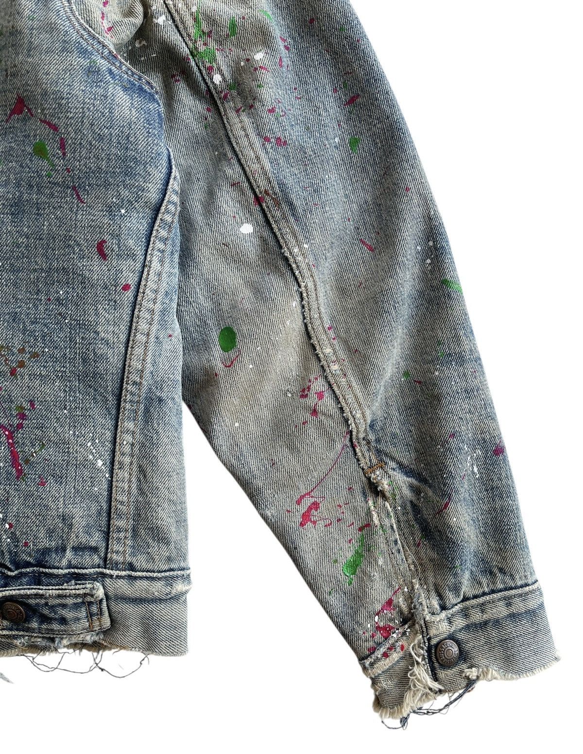 Levi's Vintage Clothing SICK❗️70s Levis Sherpa Paint Splatter Trucker Denim Jacket Size US S / EU 44-46 / 1 - 14 Thumbnail
