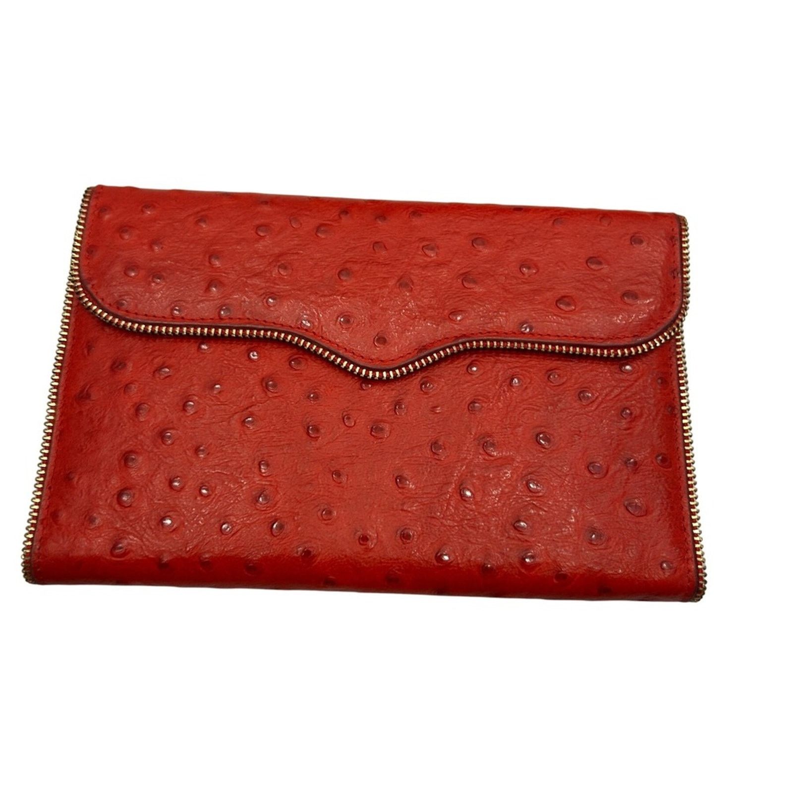 Rebecca Minkoff Rebecca Minkoff Red Ostrich Embossed Leather Zip Size ONE SIZE - 1 Thumbnail