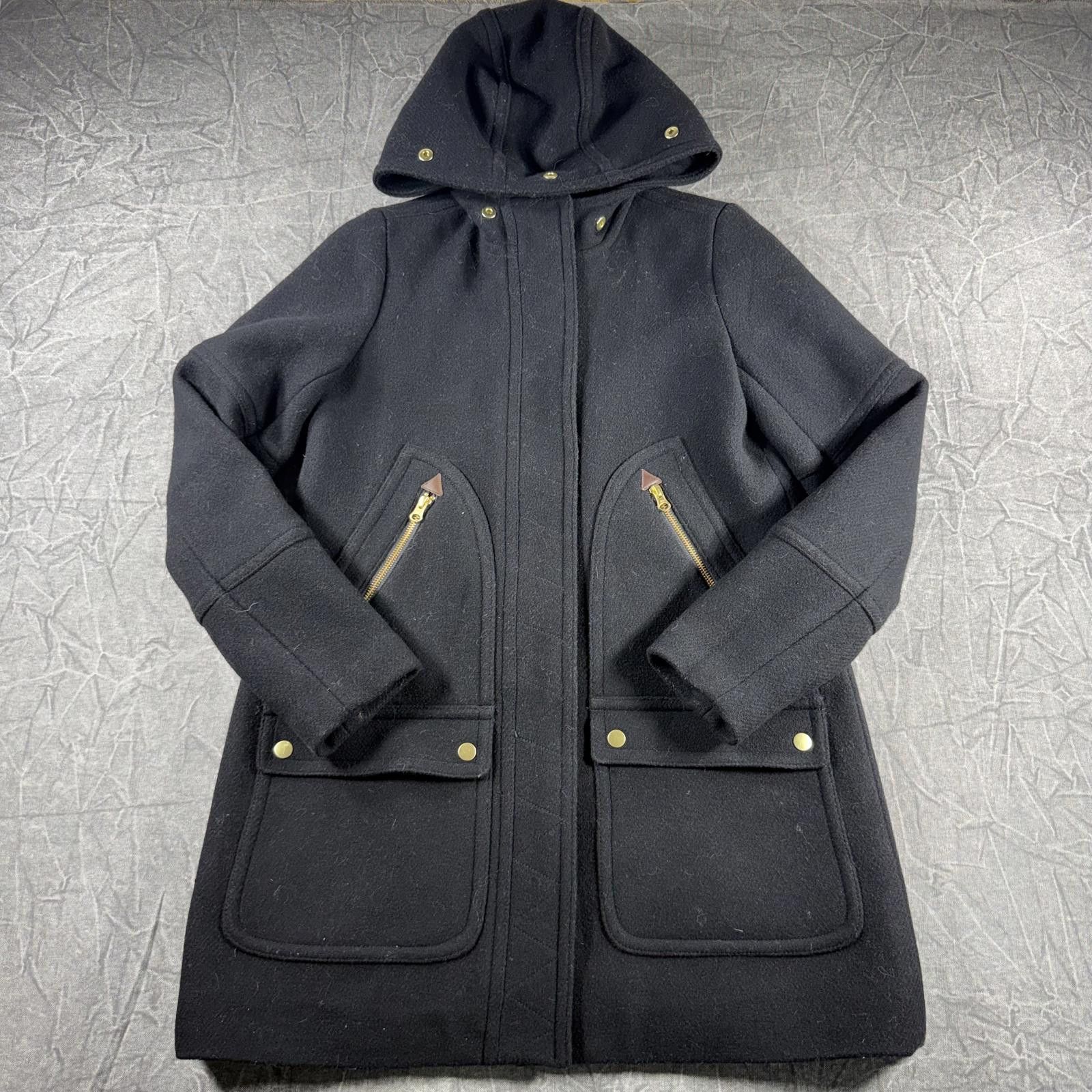 J.Crew J-Crew Coat Women's 2 Black Nello Gori Italian Stadium Wool Size XS / US 0-2 / IT 36-38 - 1 Thumbnail