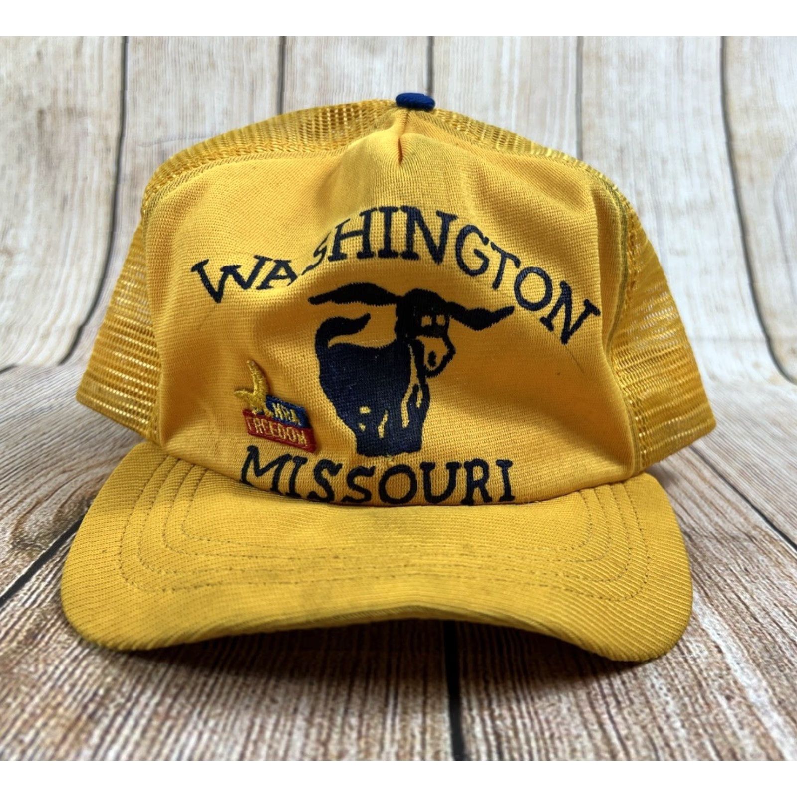 Vintage VINTAGE NRA Donkey Hat Yellow Snapback — Men One Size, Yellow, Foam Missing, Stains, Pre owned Size ONE SIZE - 2 Thumbnail