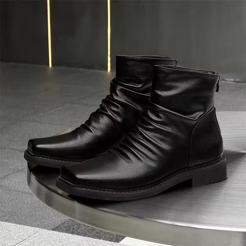 Japanese Brand Black Split Leather Square Toe Side-Zip Boots Size US 11 / EU 44 - 7 Thumbnail