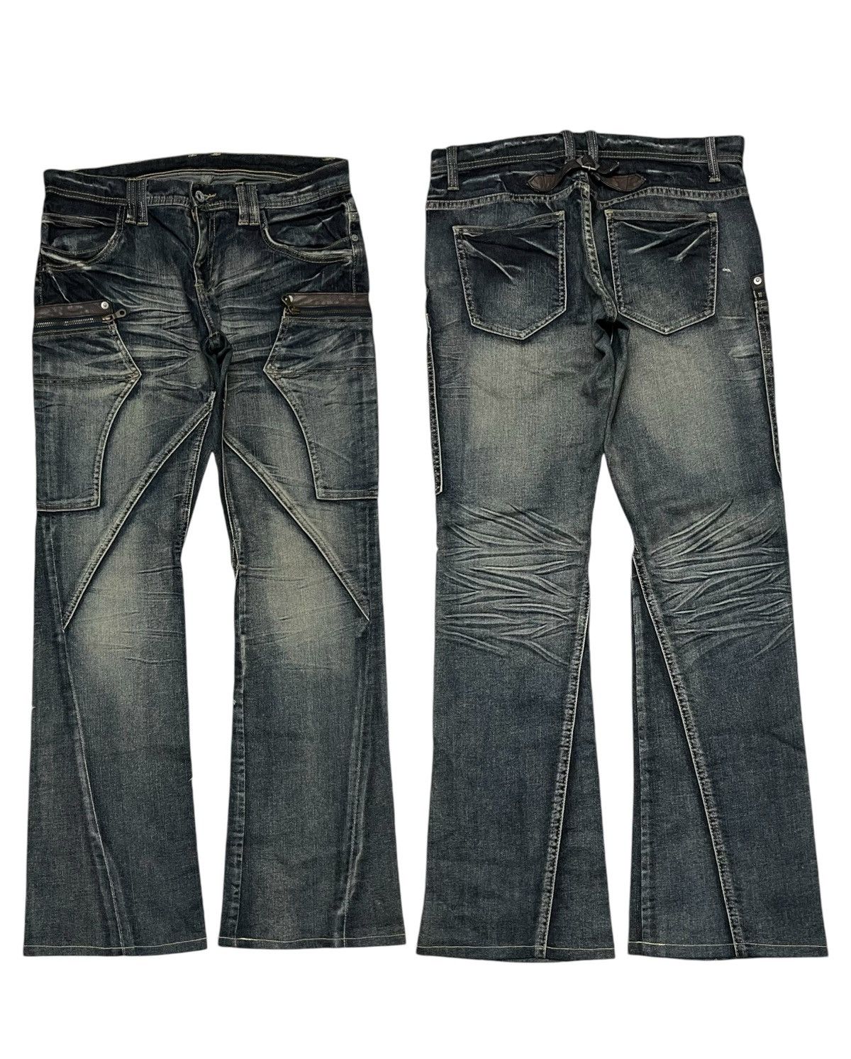 PPFM 2000s PPFM INSPIRED FLARE JEANS RARE DESIGN Size US 32 / EU 48 - 1 Thumbnail