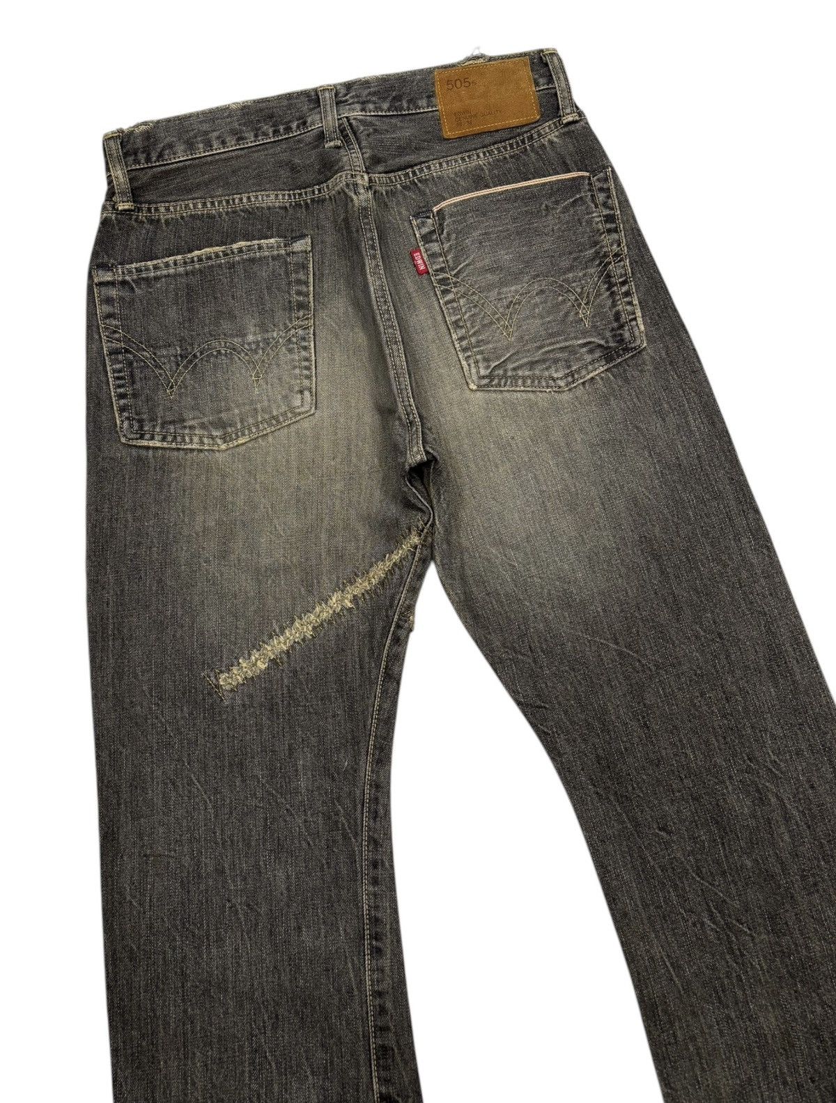 14th Addiction Flare Jeans Edwin 505s Selvedge Mud Wash Flare Denim Jeans Size US 29 - 7 Thumbnail