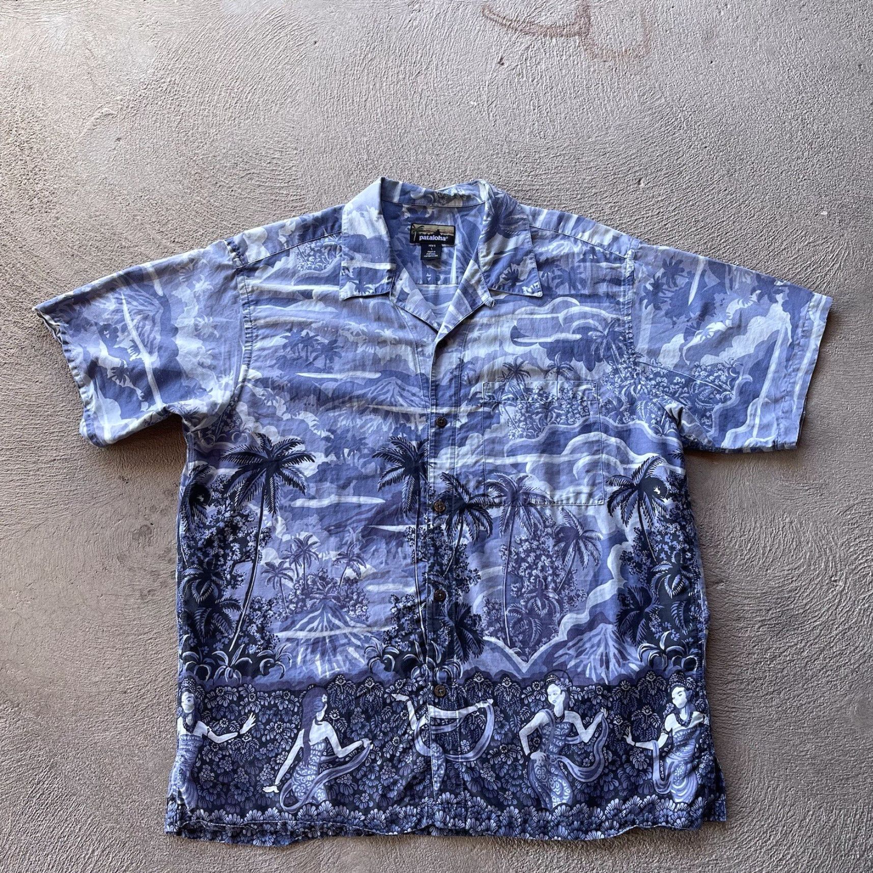 Patagonia VINTAGE Patagonia Shirt Mens Large Blue Button Up Pataloha Blue Loop Collar Hawaiian Floral Short Sleeve Cotton Button-Up Collared Beach Retro Size US L / EU 52-54 / 3 - 2 Thumbnail