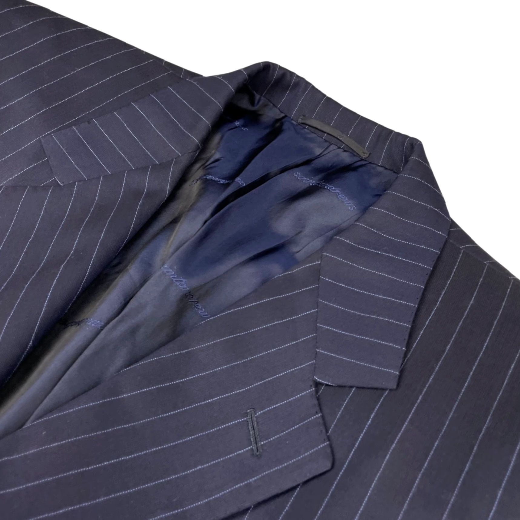Vintage VINTAGE Saint Andrews Blazer Navy Blue Stripe 2-Button Wool/Cashmere Italy 48R Mens Size 48R - 2 Thumbnail