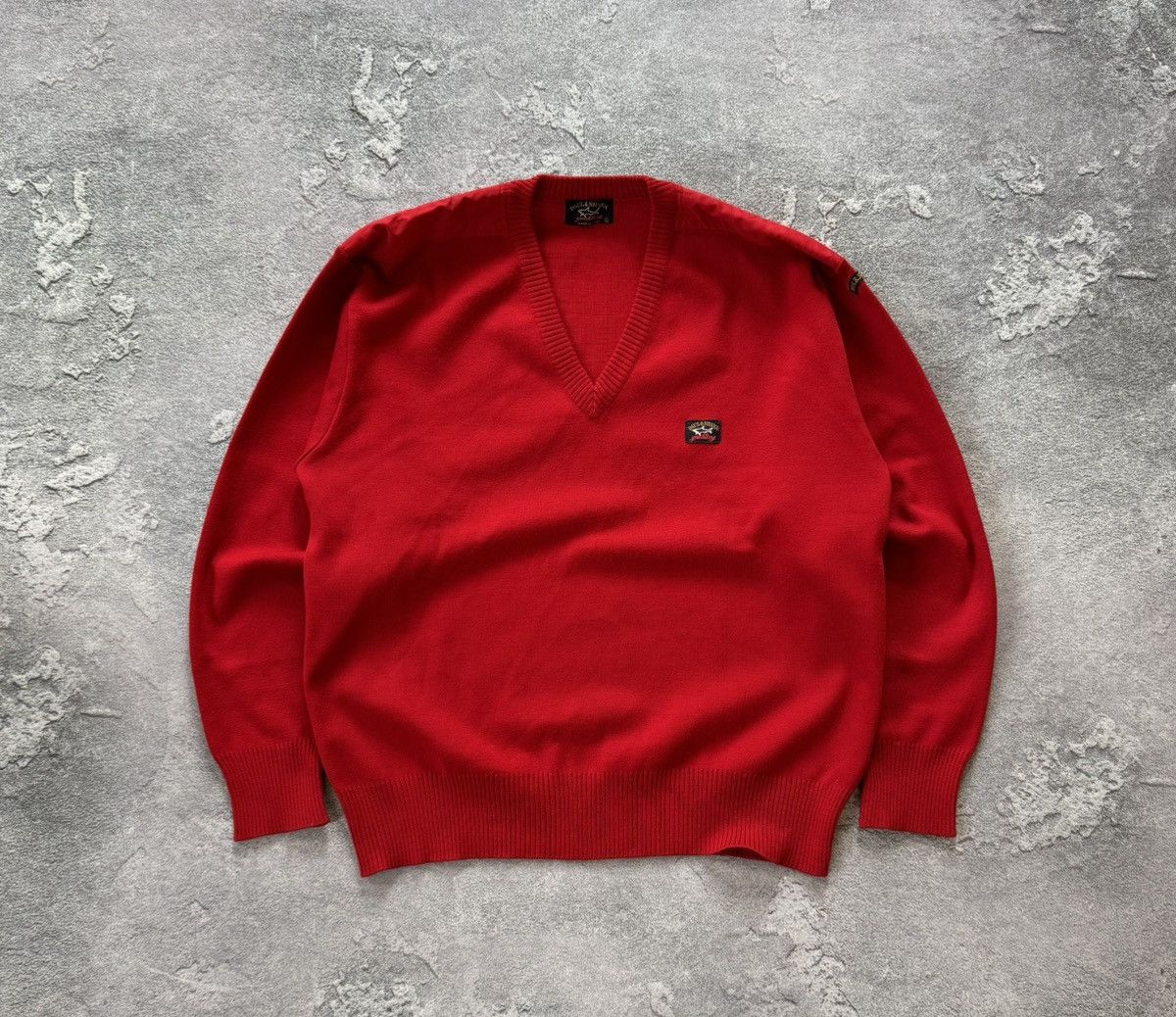 Paul & Shark × Vintage Paul & Shark L Red v-neck sweater knitwear jumper pullover Size US L / EU 52-54 / 3 - 5 Thumbnail