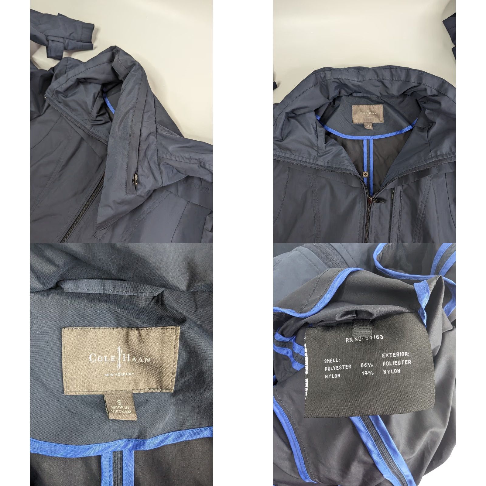 Cole Haan Cole Haan Hooded Full Zip Rain Jacket Navy Blue Size Small Women Adult Regular Long Coat Size S / US 4 / IT 40 - 8 Thumbnail