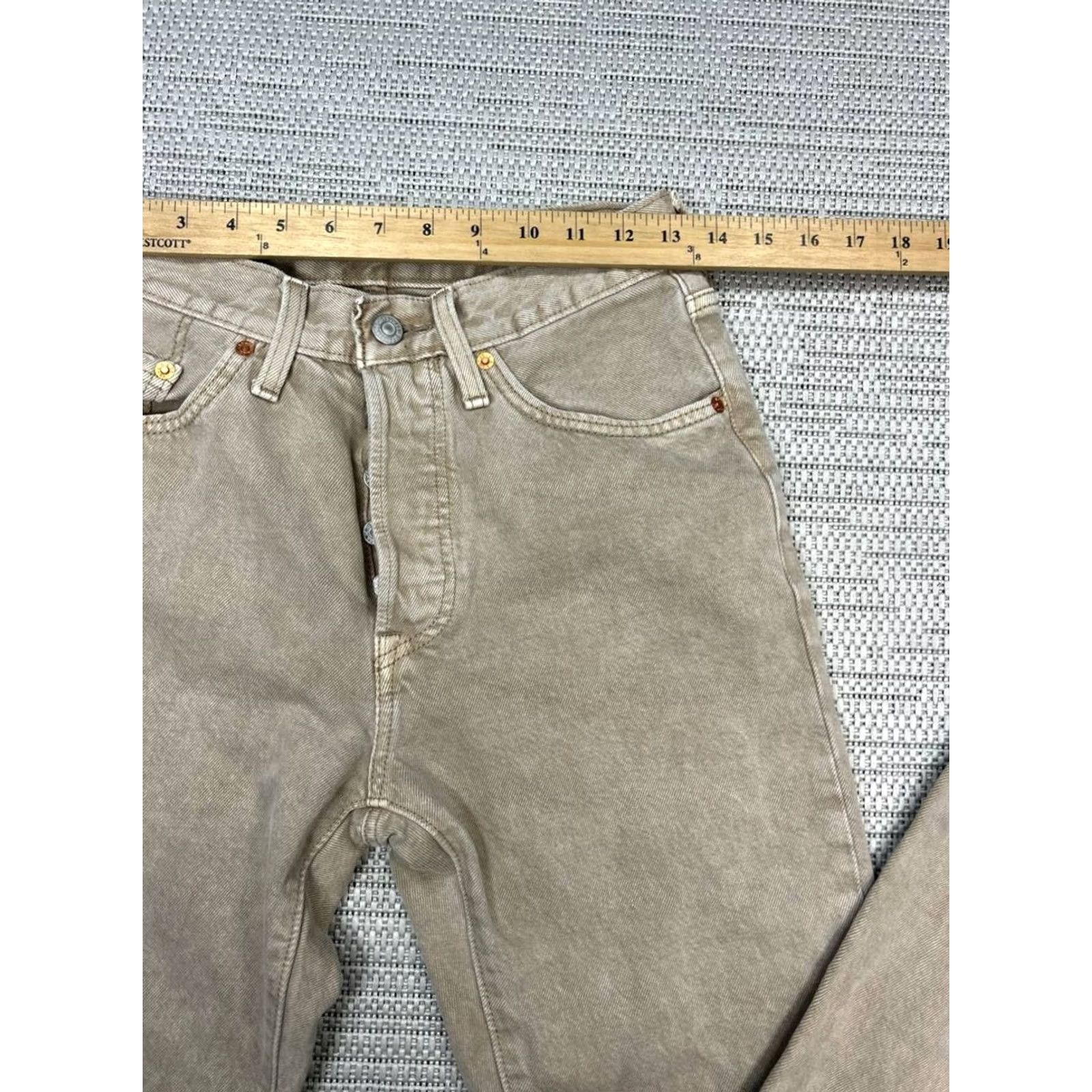 Levi's Levi'S 501 Jeans Womens 27 Beige Denim Classic Fit Acid Wash Logo Cotton 26x29 Size 27" / US 4 / IT 40 - 6 Thumbnail