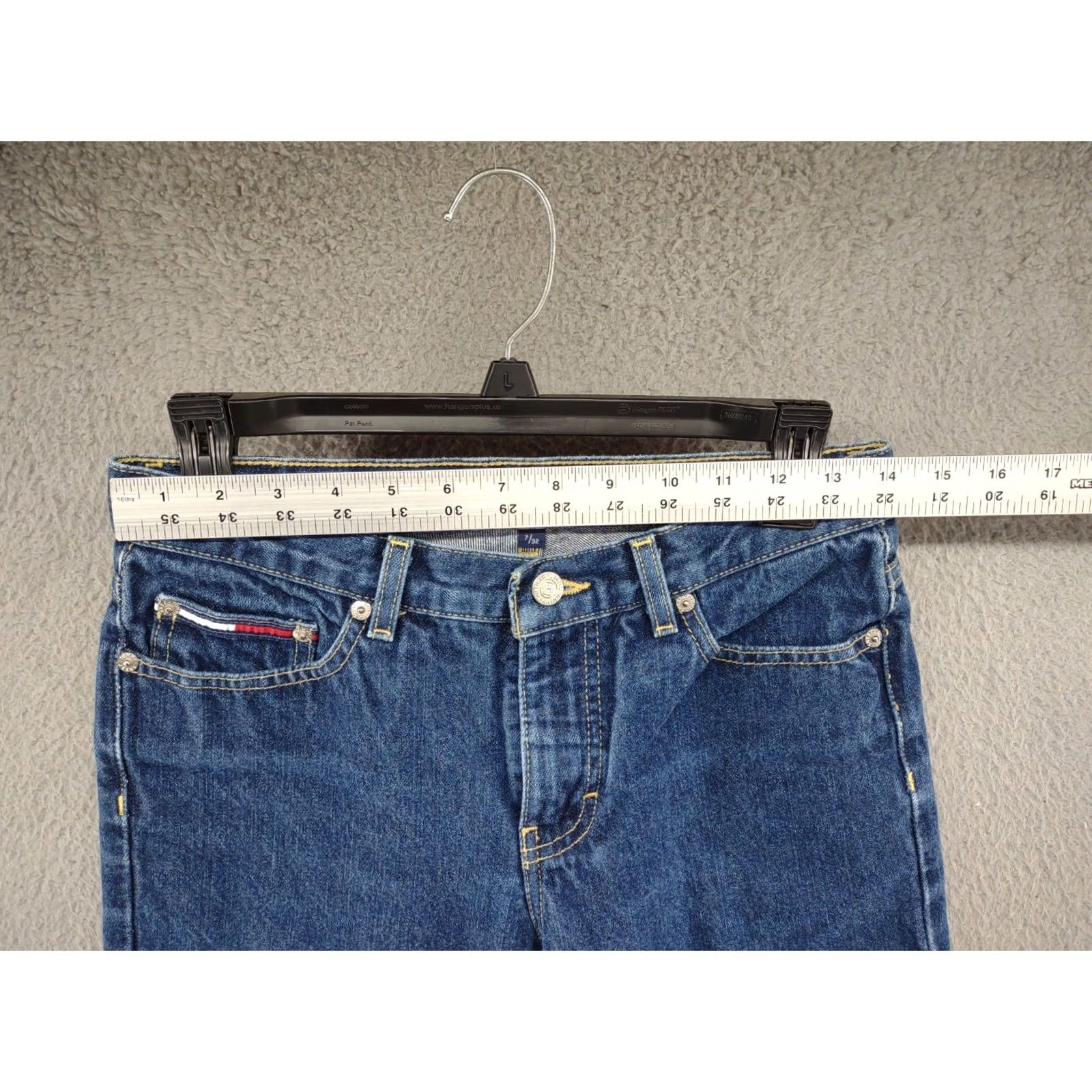 Tommy Hilfiger TOMMY HILFIGER Tommy Jeans Straight Leg Dark Junior Women’s Size 7 Jeans Denim Blue 90s Vintage Female Mens Girls Boys Not applicable Size 28" / US 6 / IT 42 - 5 Thumbnail