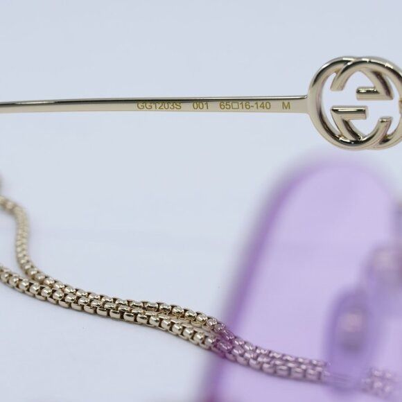 Gucci Gucci GG1203S 001 Sunglasses Gold With Detachable Gold Chain Size ONE SIZE - 7 Thumbnail