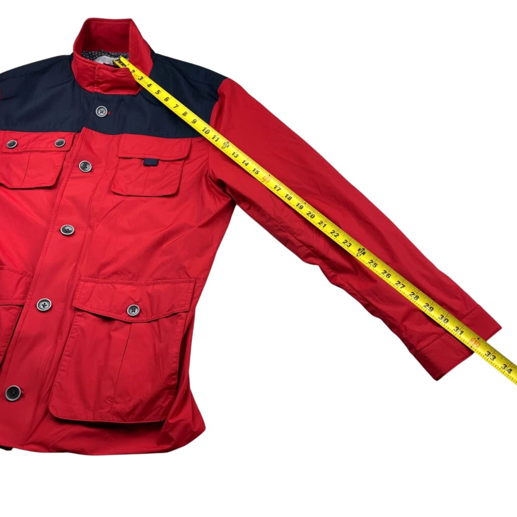 UNTUCKit UNTUCKit Men's Medium Red/Navy Lanson Windbreaker Jacket Nylon Full Zip Button Size US M / EU 48-50 / 2 - 7 Thumbnail