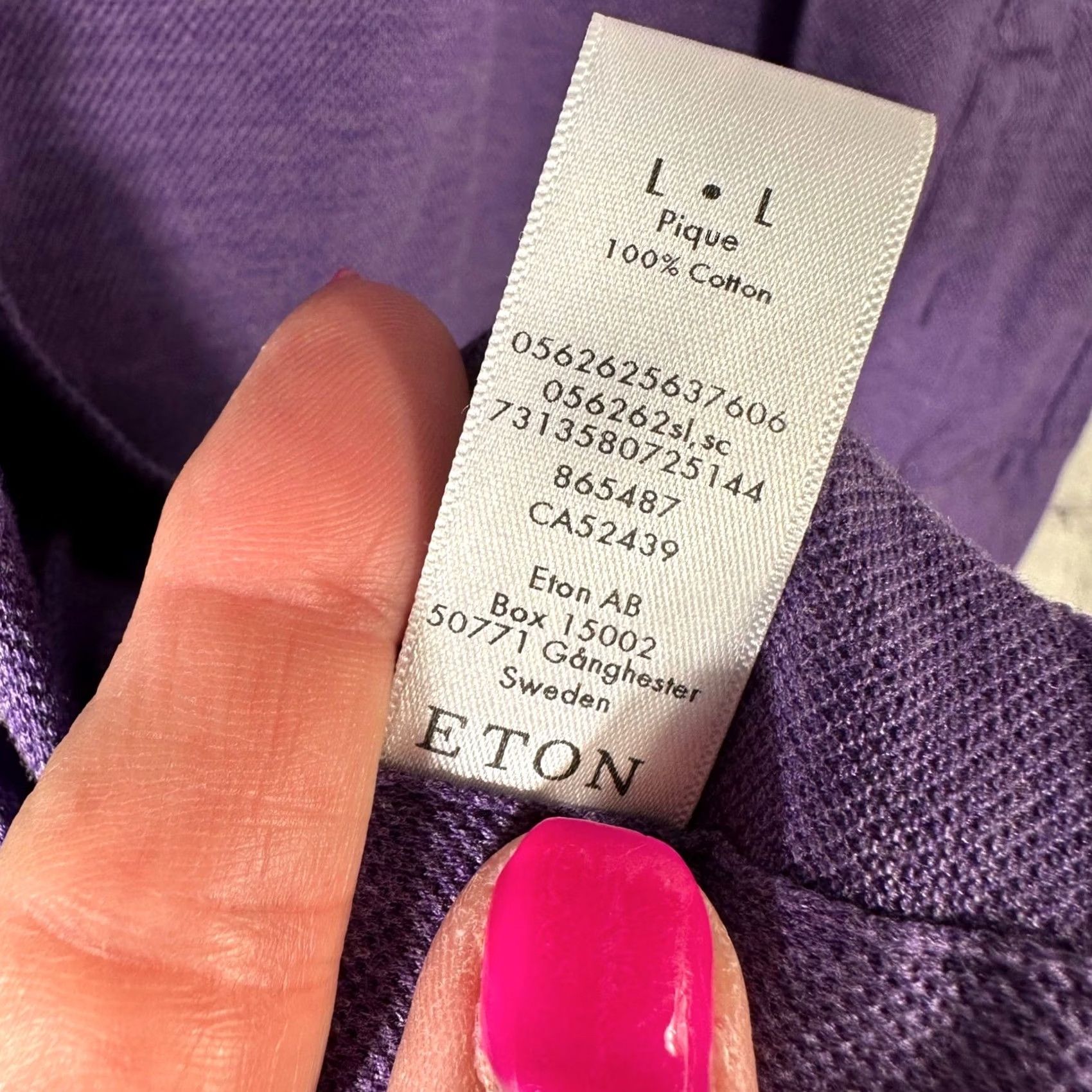 Eton Eton Purple Pique Cotton Long Sleeve Button-Down Shirt Size L Mens Regular Collar Button-Up Size US L / EU 52-54 / 3 - 4 Thumbnail