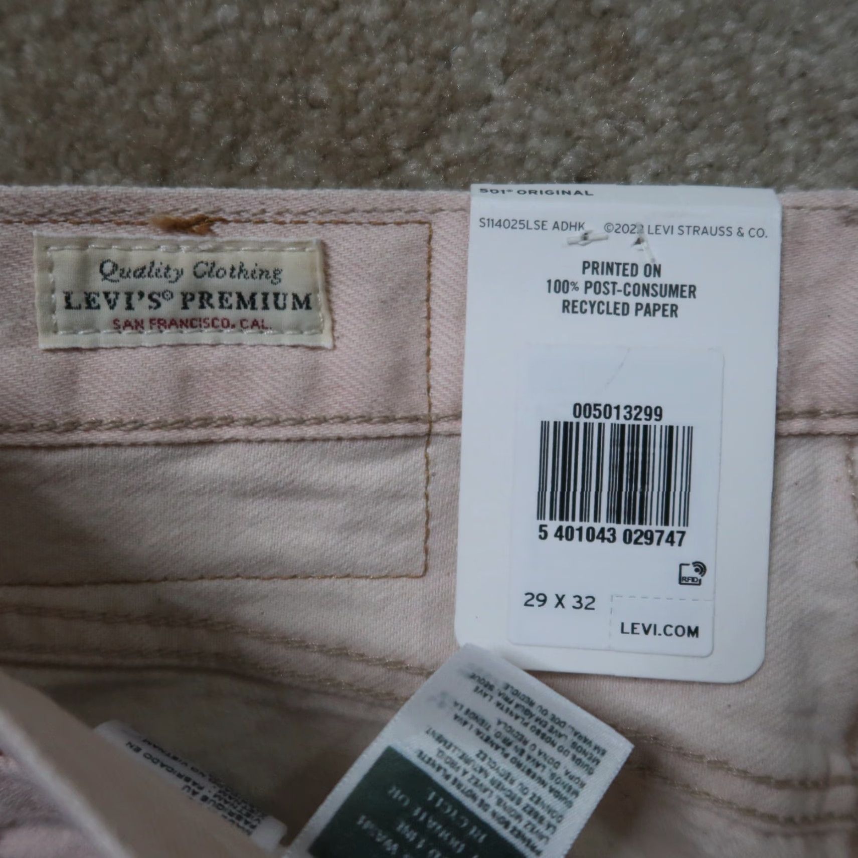Levi's VINTAGE Levi's 501 Jeans Women Pink 29x32 Denim Straight 5-Pocket Logo Button Classic 90s 29 Womens Size 29" - 5 Thumbnail