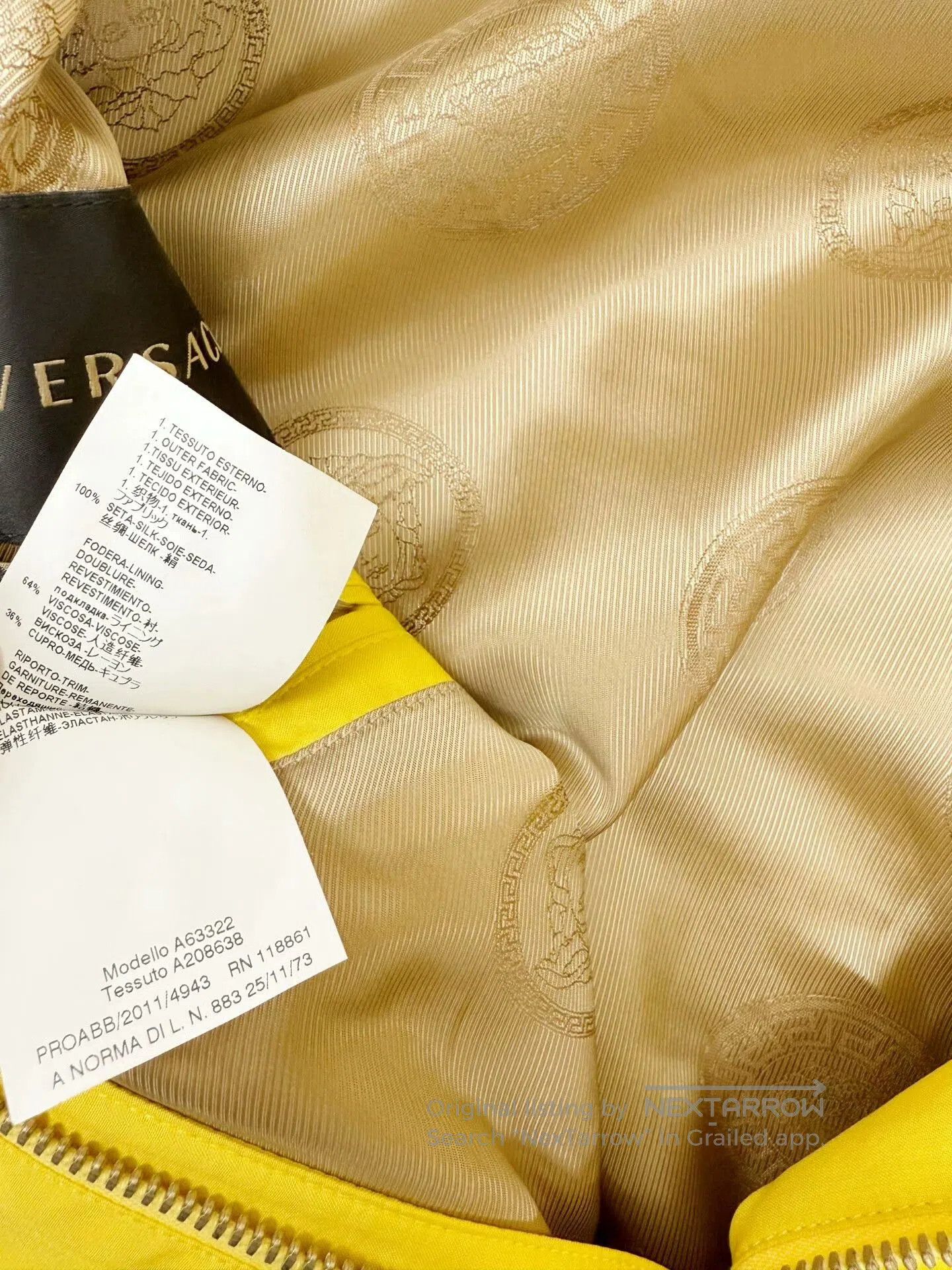 Versace versace silk outerwear jacket in yellow. Size US L / EU 52-54 / 3 - 7 Thumbnail