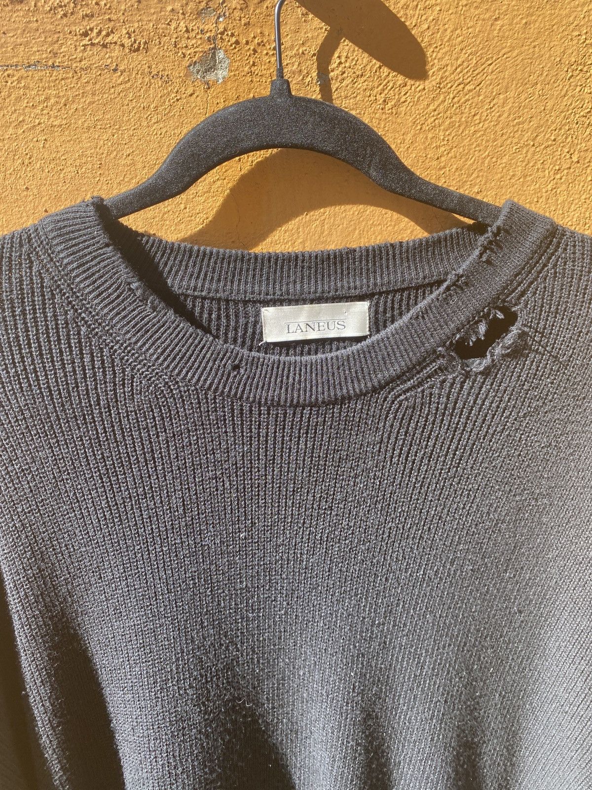 Laneus Made in Italy Laneus Black Distressed Sweater Size XL Size US XL / EU 56 / 4 - 8 Thumbnail