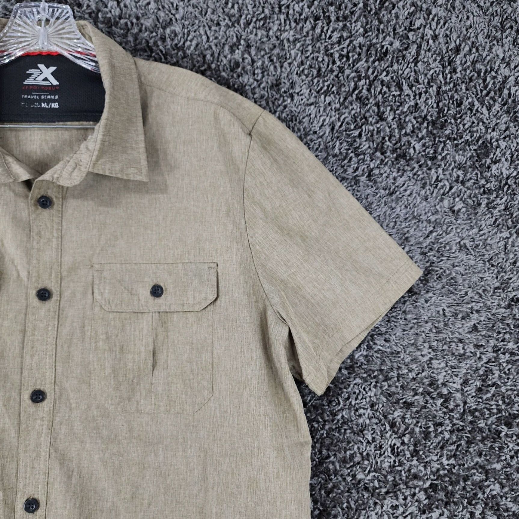 ZeroXposur ZeroXposur Outdoor Button-Up Shirt Mens Short Sleeve Brown XL with Pockets Size US 36 / EU 52 - 3 Thumbnail