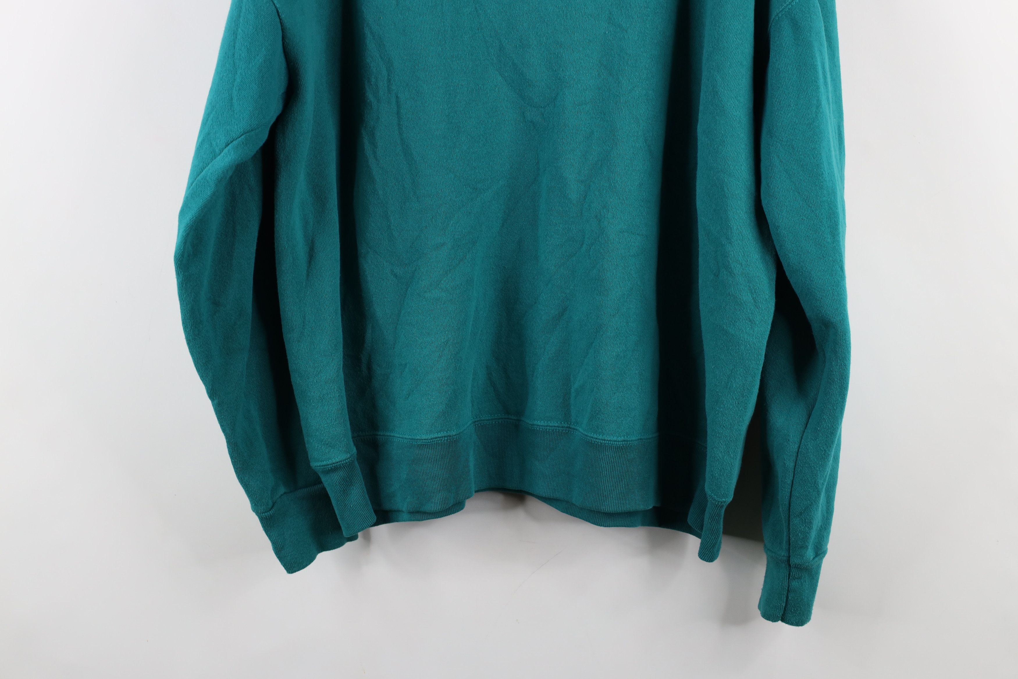 Vintage Vintage 90s Streetwear Heavy Turtleneck Sweatshirt Teal USA Size US XL / EU 56 / 4 - 10 Thumbnail