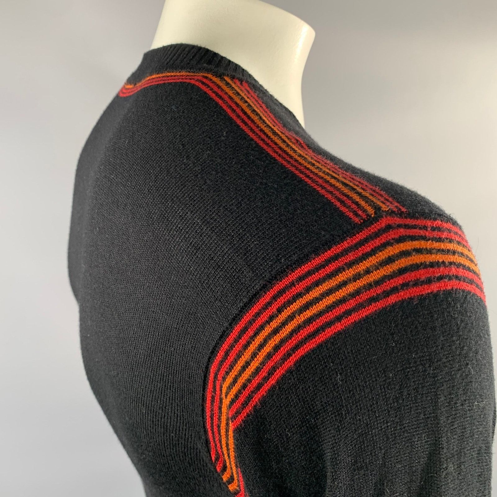 Paul Smith PAUL SMITH Black Multi-Color Stripe Bamboo Cashmere Pullover Size US L / EU 52-54 / 3 - 2 Thumbnail