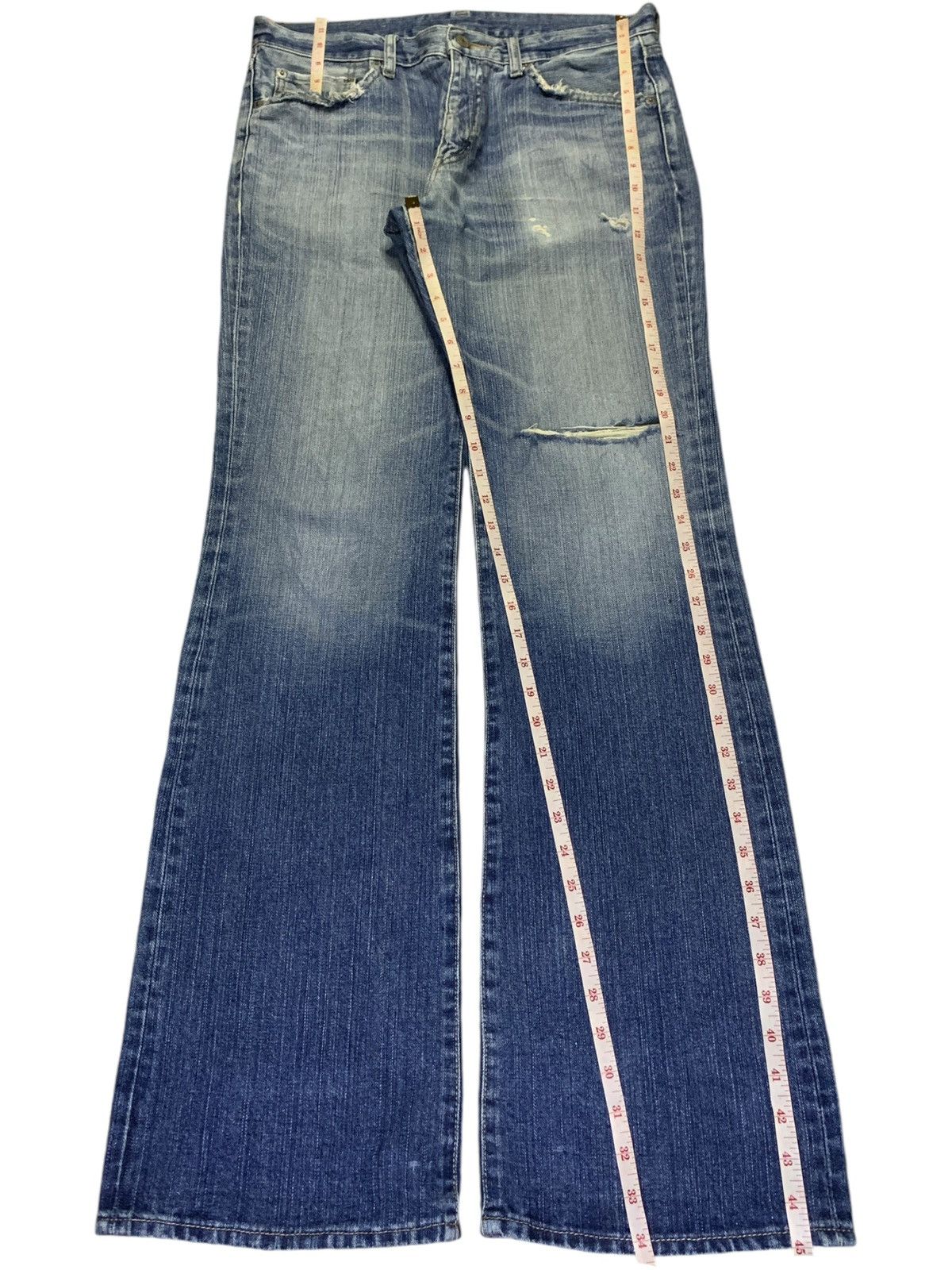 Uniqlo Vintage Uniqlo "Broken Denim" Faded Distressed Flare Jeans Size US 34 / EU 50 - 13 Thumbnail