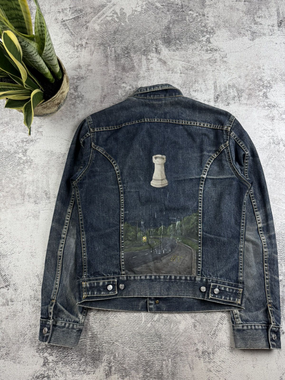 Diesel Diesel Custom 1 of 1 Chess Design Blue Men’s Medium Vintage Denim Jeans Jacket Size US M / EU 48-50 / 2 - 15 Thumbnail