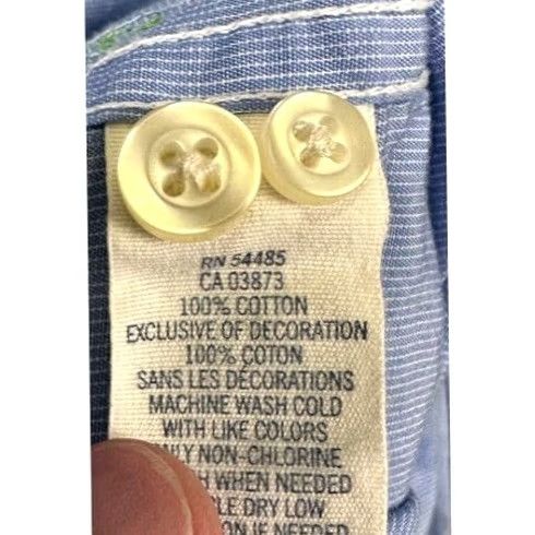Vintage VINTAGE American Eagle Shirt Mens Large Blue Hairline Stripe Button Up Casual Workwear Short Sleeve Clothing Size US L / EU 52-54 / 3 - 7 Thumbnail