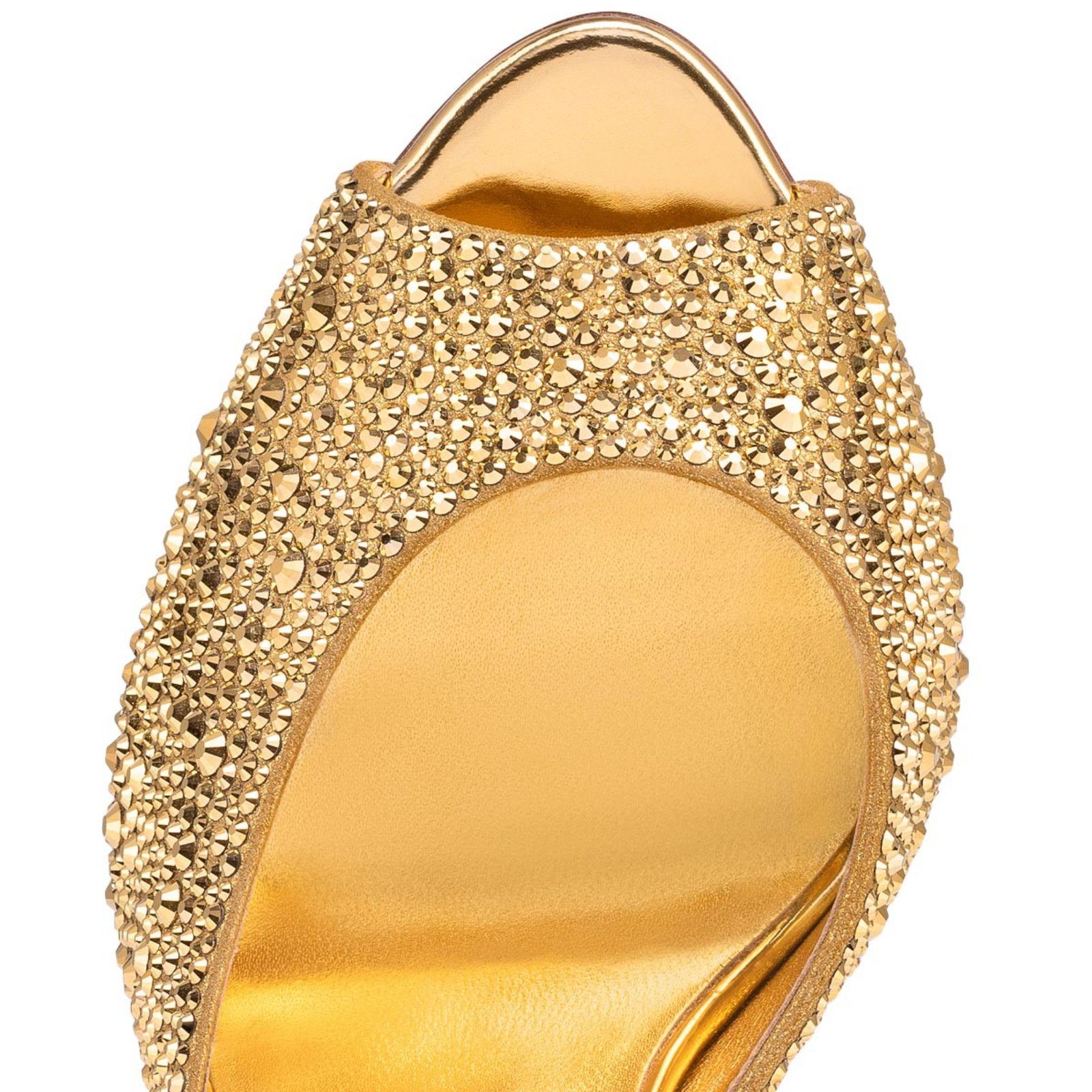 Christian Louboutin Me Dolly Strass 100 Gold Backless Sandal Mule Heel Pump 40 Size US 10 / IT 40 - 6 Thumbnail
