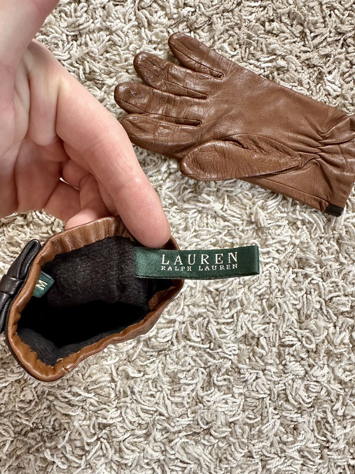 Lauren Ralph Lauren × Polo Ralph Lauren × Ralph Lauren Leather gloves Lauren Ralph Lauren Horse Logo RLL Size ONE SIZE - 5 Thumbnail