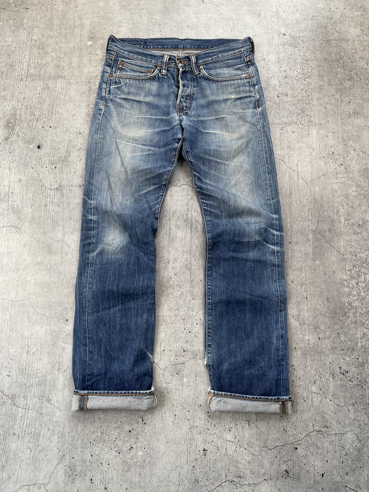 Edwin × Japanese Brand Flare Jeans Edwin Japan Distress Denim Boot Cut 31•34 Size US 31 - 9 Thumbnail