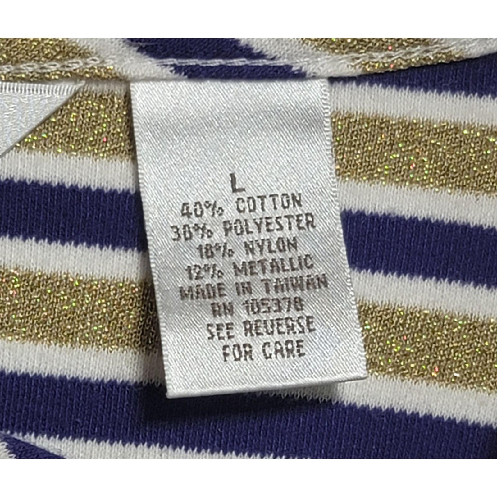 Other Draper's & Damon's Blue Gold Striped 3/4 Sleeves Top Large Size L / US 10 / IT 46 - 3 Thumbnail
