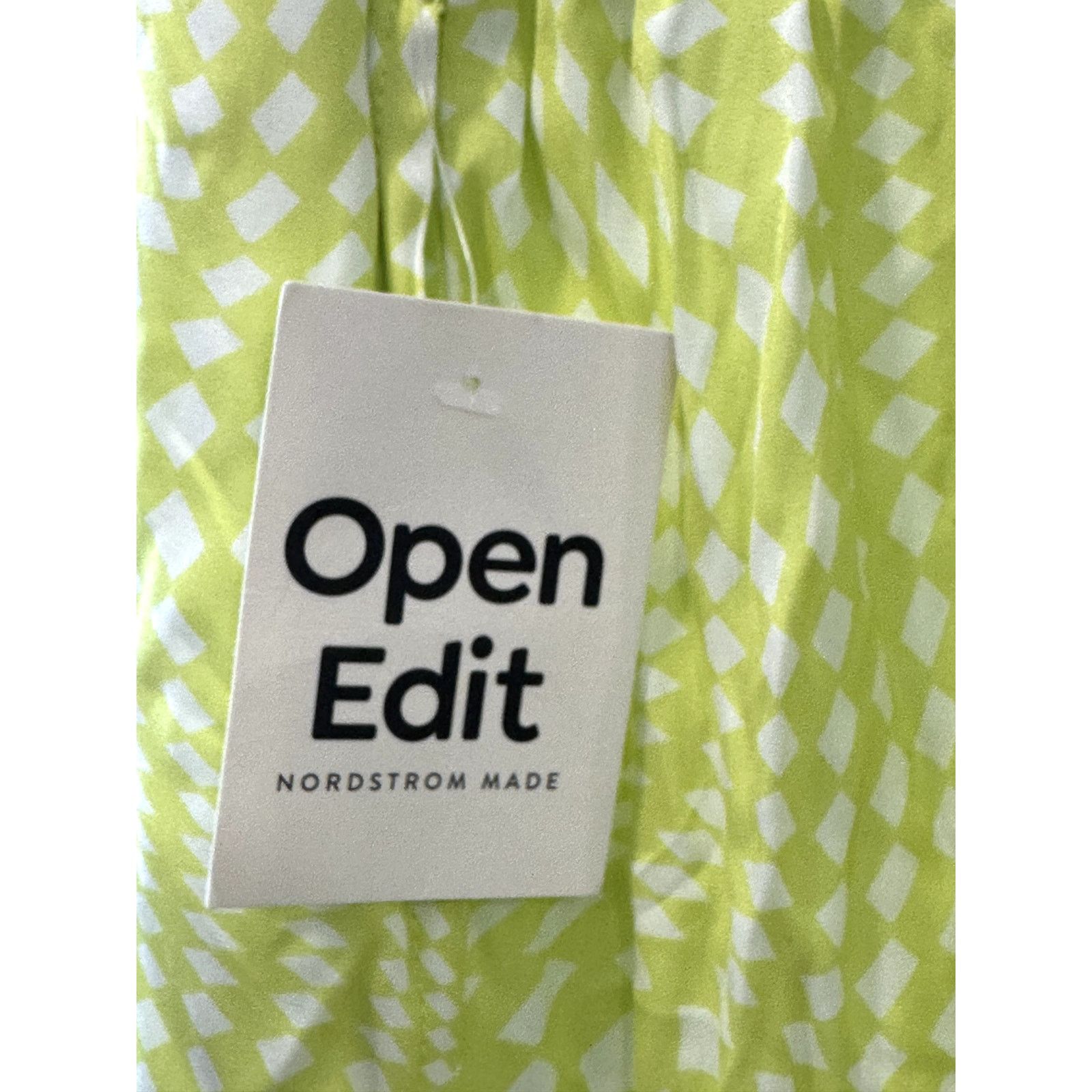 Other Open Edit Womens Green White Diamond Print Satin Pants M NWT Size 34" / US 12 / IT 48 - 8 Thumbnail