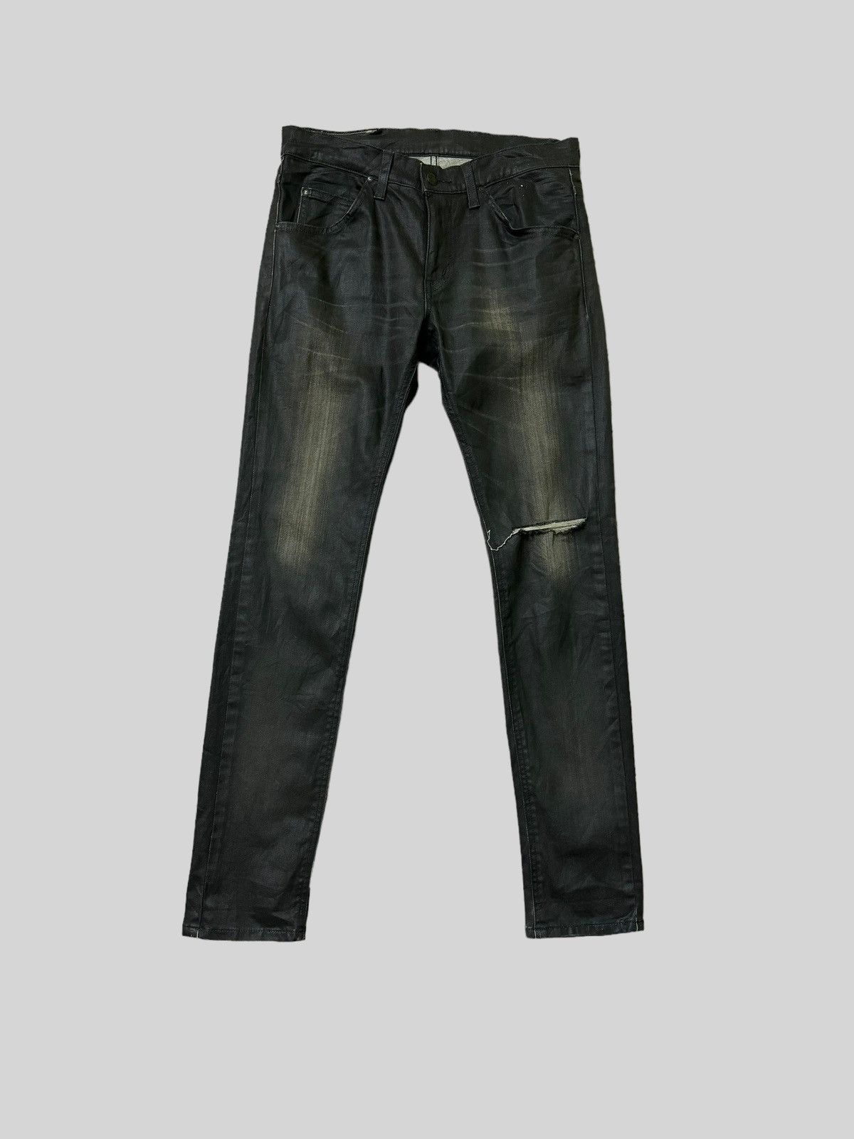 Lee × Vintage LEE Black Waxed Claws Mark Distressed Pant Size US 29 - 1 Thumbnail