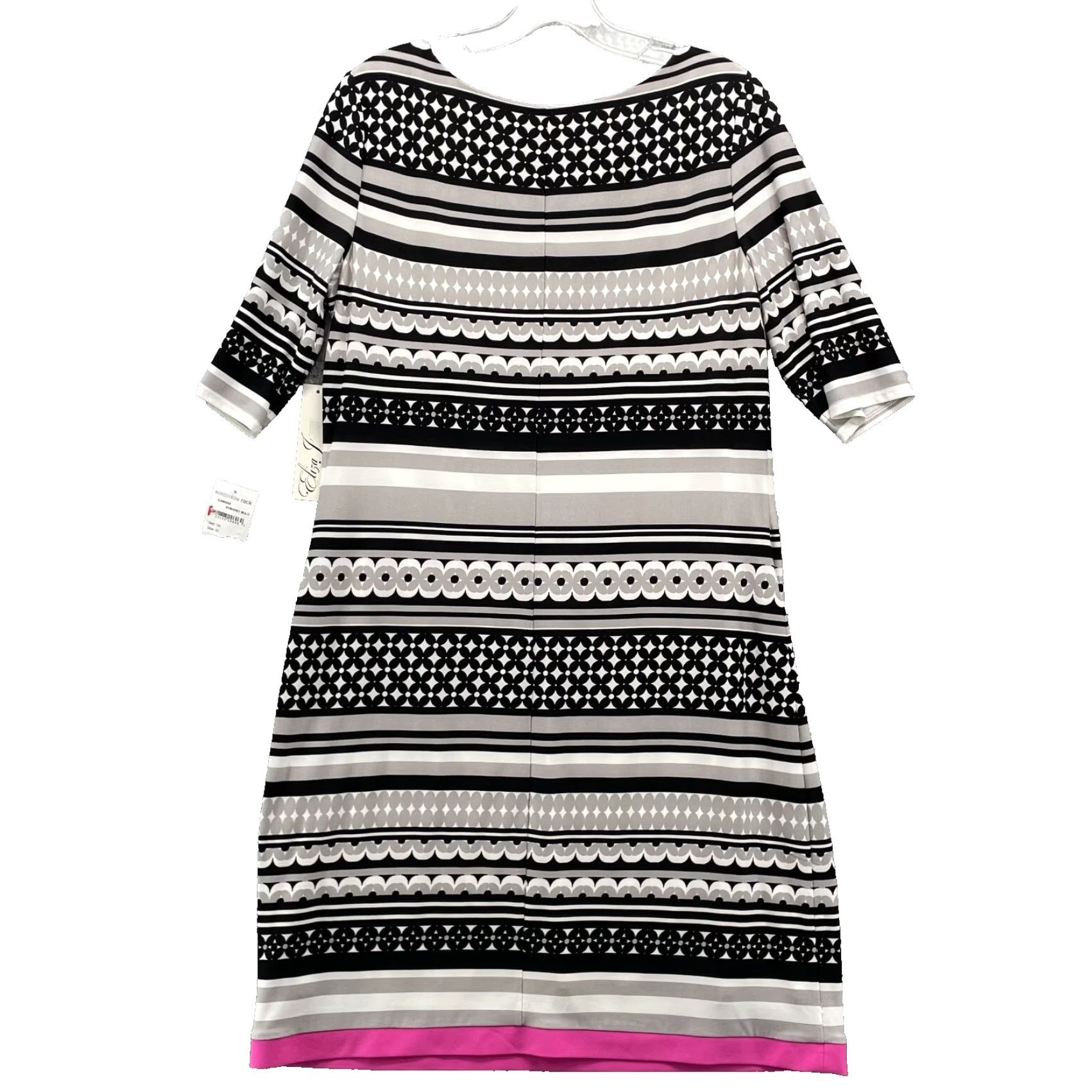 Vintage Eliza J Dress Women's 10 Pink Gray Geometric Corpcore Business Cocktail Office Dress Size L / US 10 / IT 46 - 6 Thumbnail