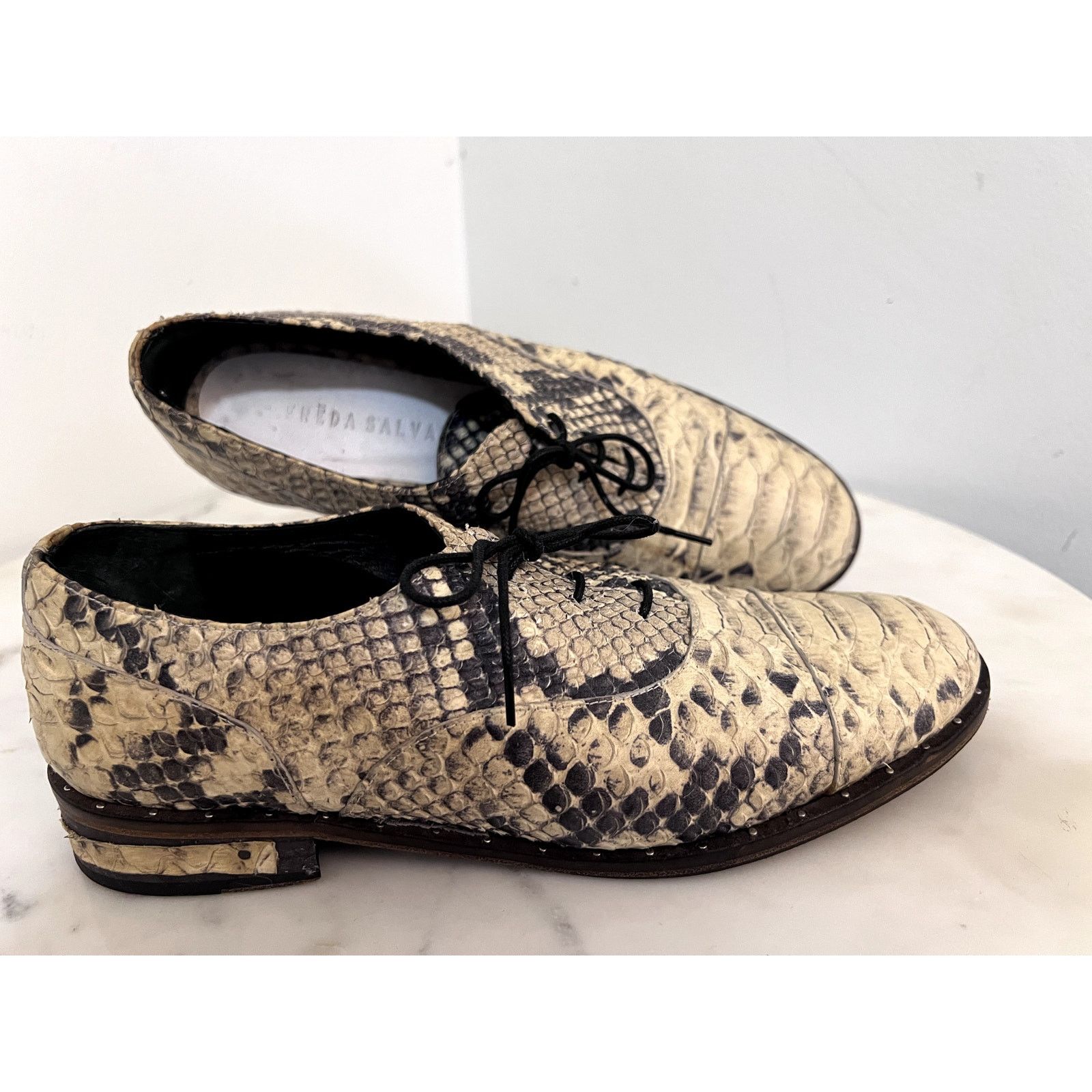 FREDA SALVADOR Freda Salvador "WISH" Lace-up Oxford Snake-embossed Leather Size US 7 / IT 37 - 1 Thumbnail